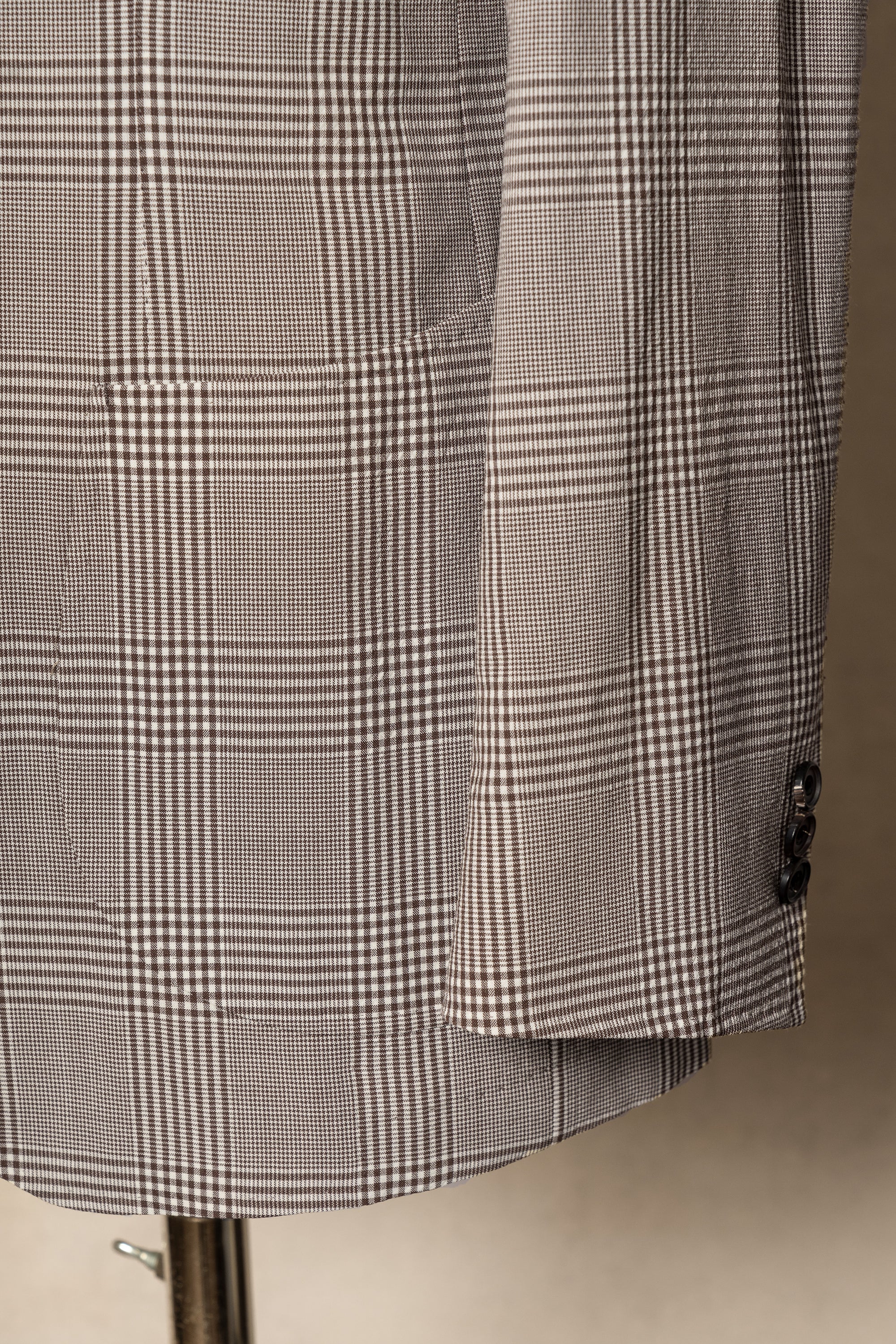 MTO Brown Glen Check Wool Seersucker Jacket #99