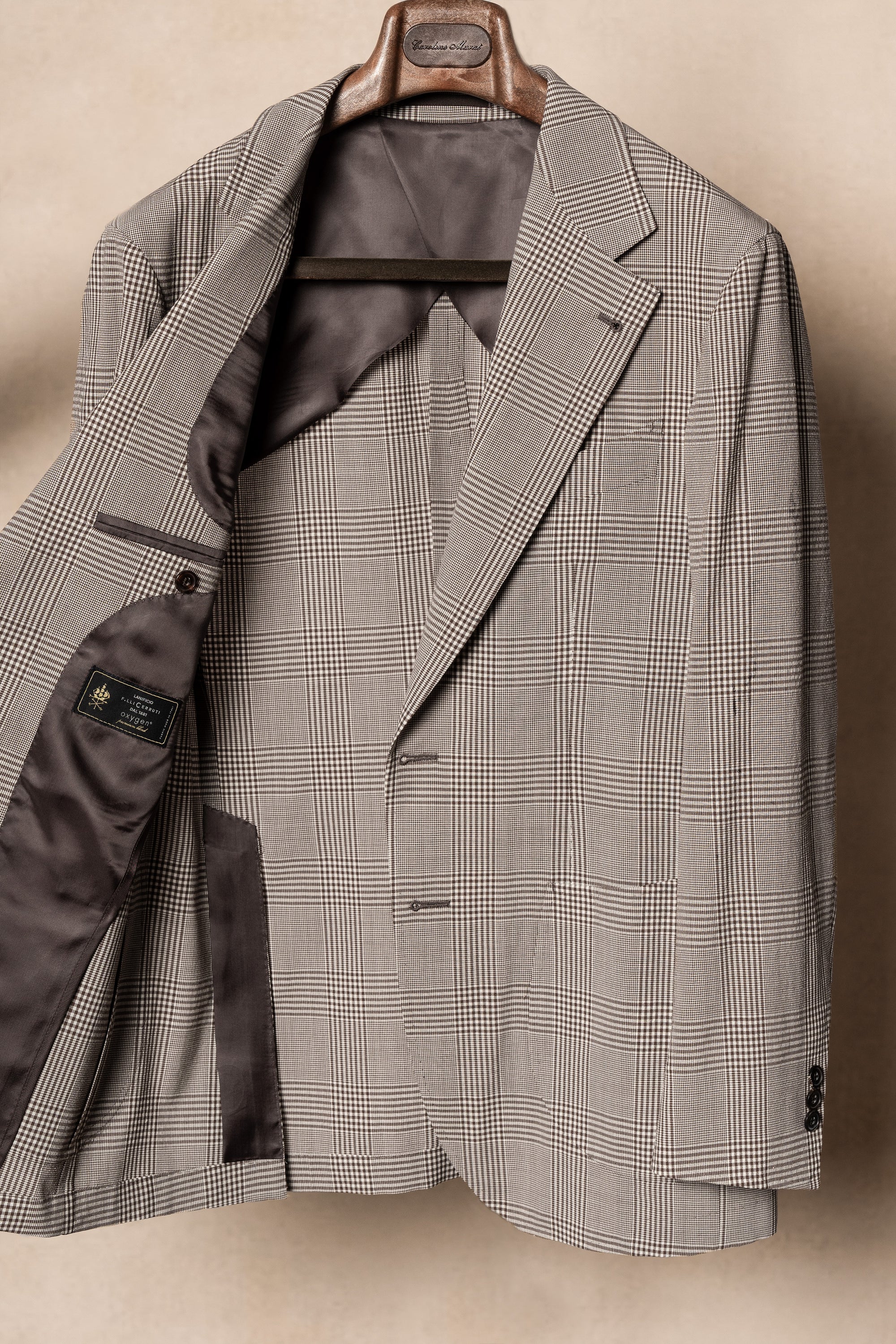 MTO Brown Glen Check Wool Seersucker Jacket #99