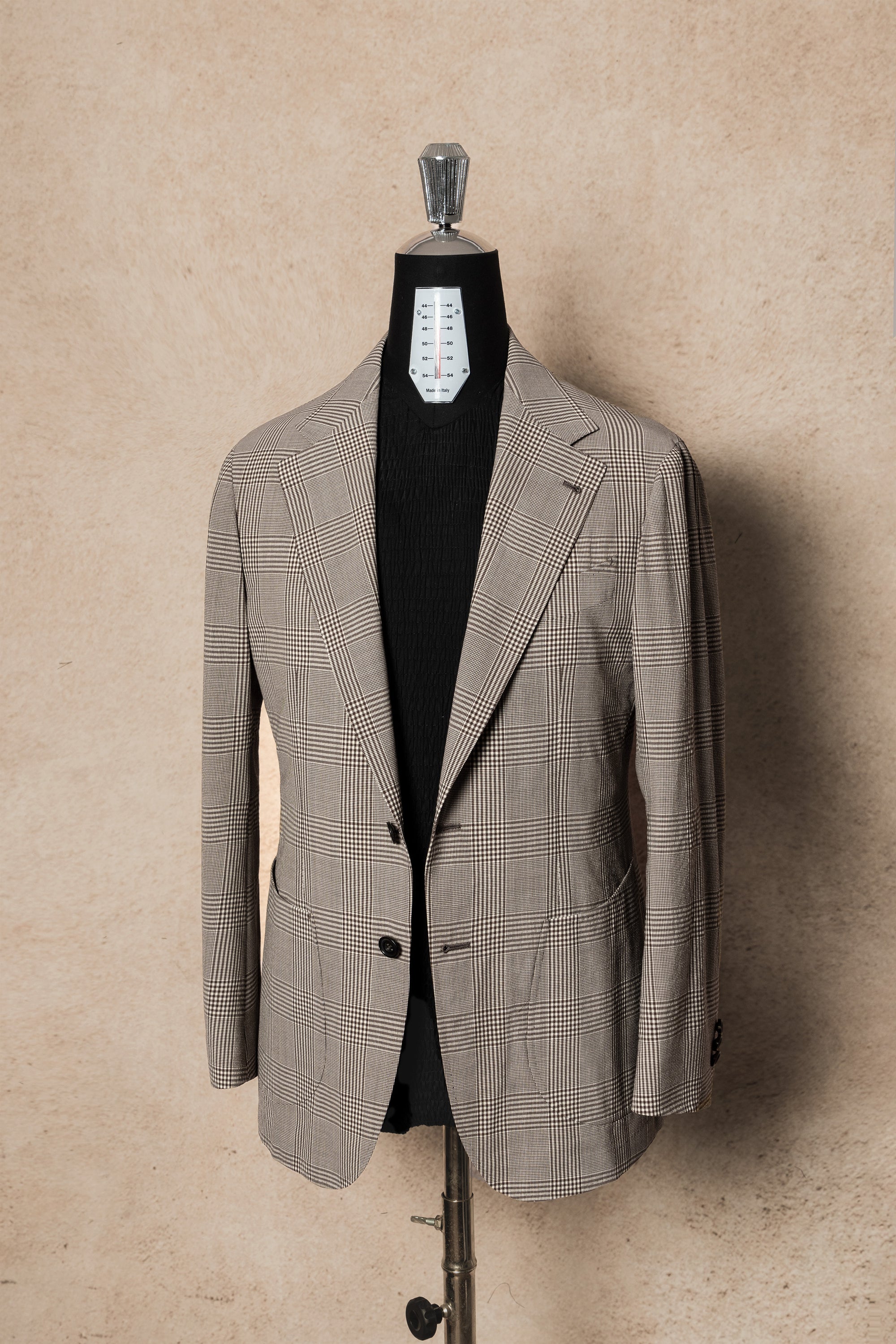 MTO Brown Glen Check Wool Seersucker Jacket #99