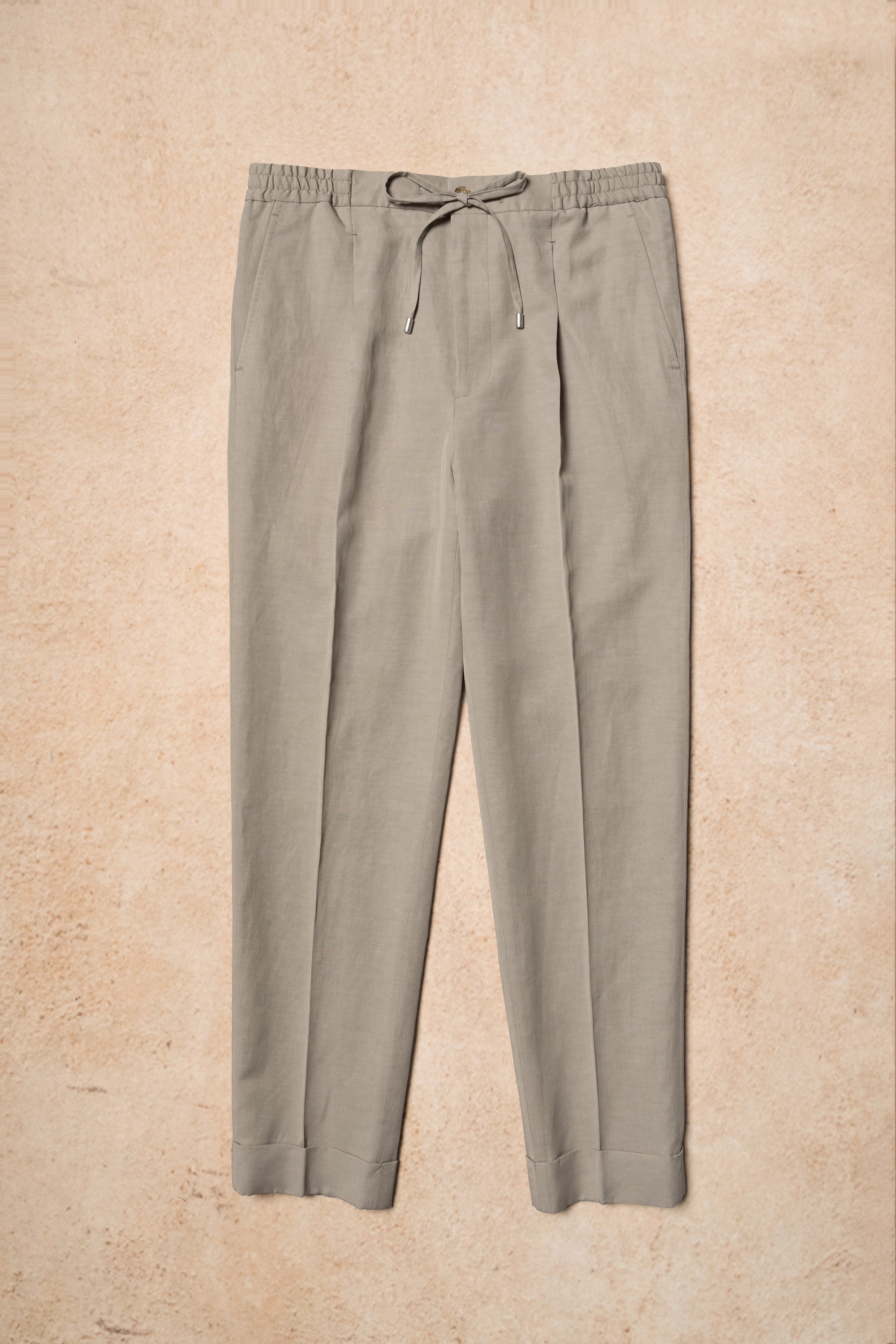 Stone Cotton Linen Tencel Drawstring Trousers #316