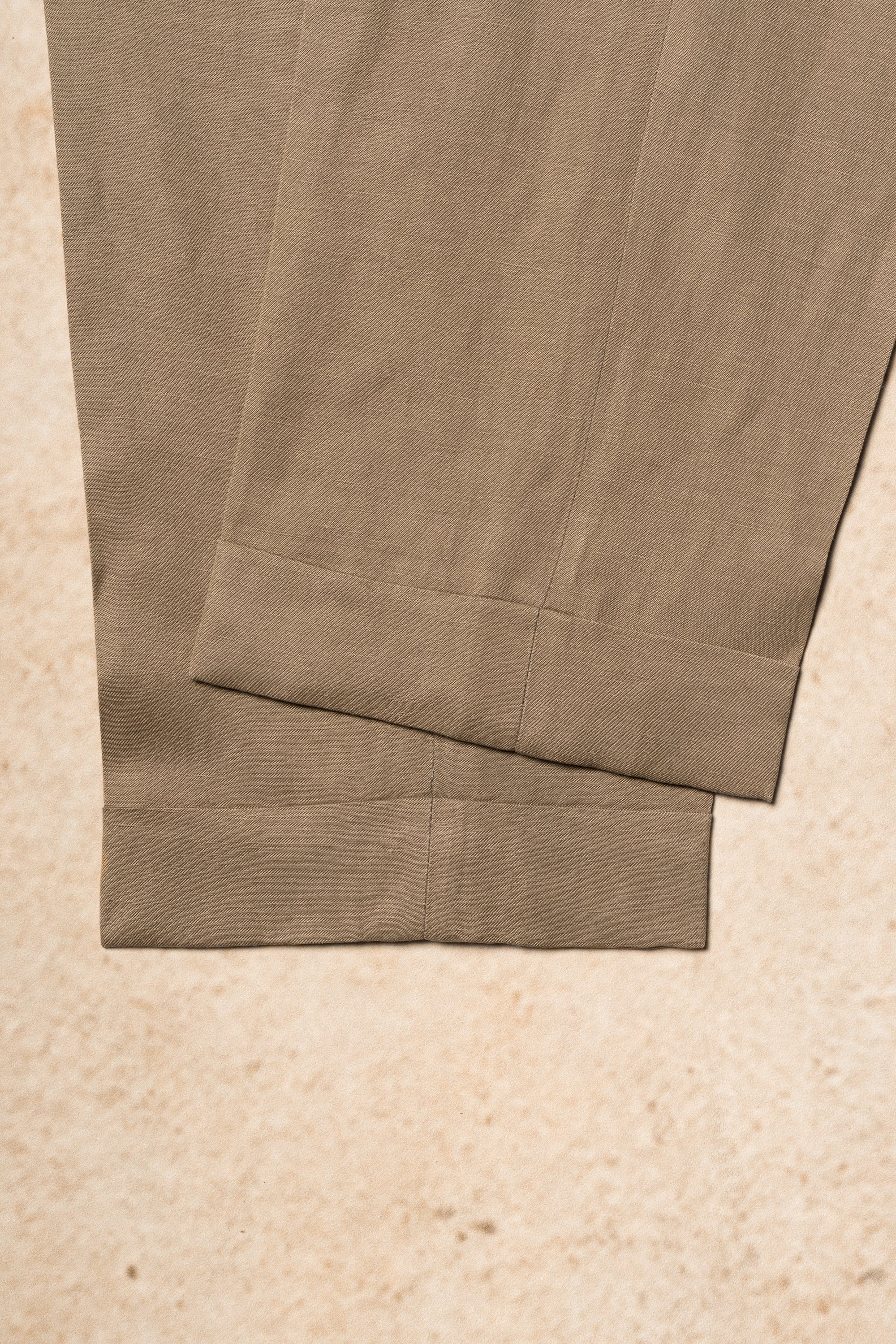 Khaki Silk Linen Drawstring Trousers