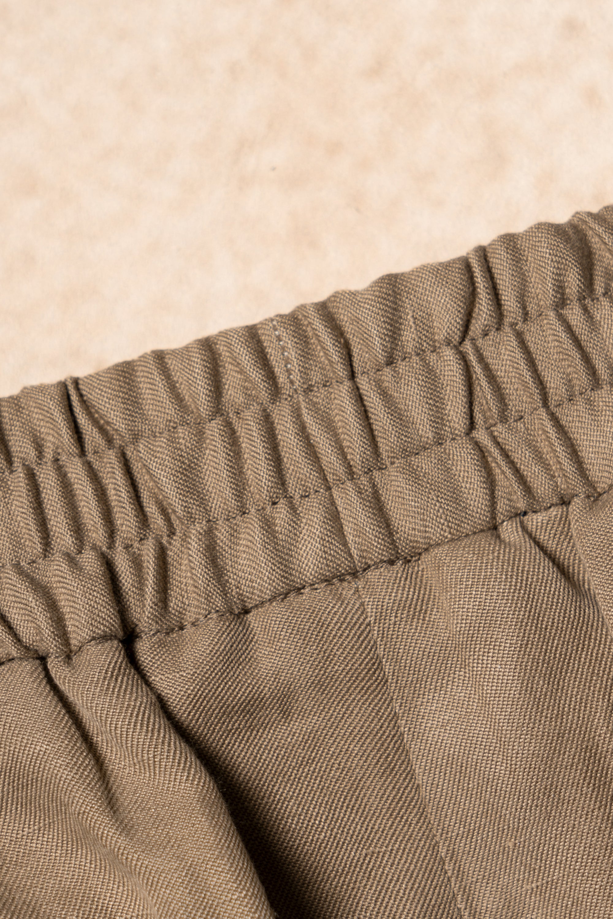 Khaki Silk Linen Drawstring Trousers
