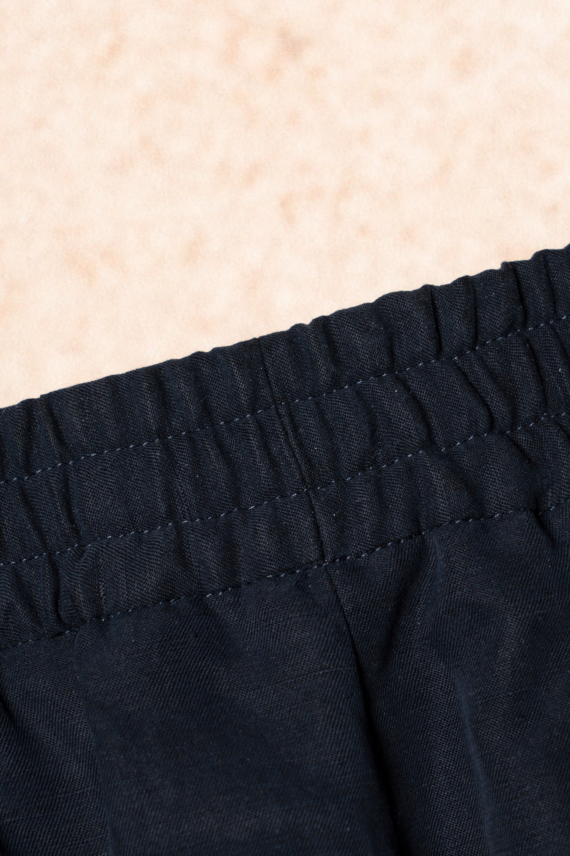 Navy Silk Linen Drawstring Trousers