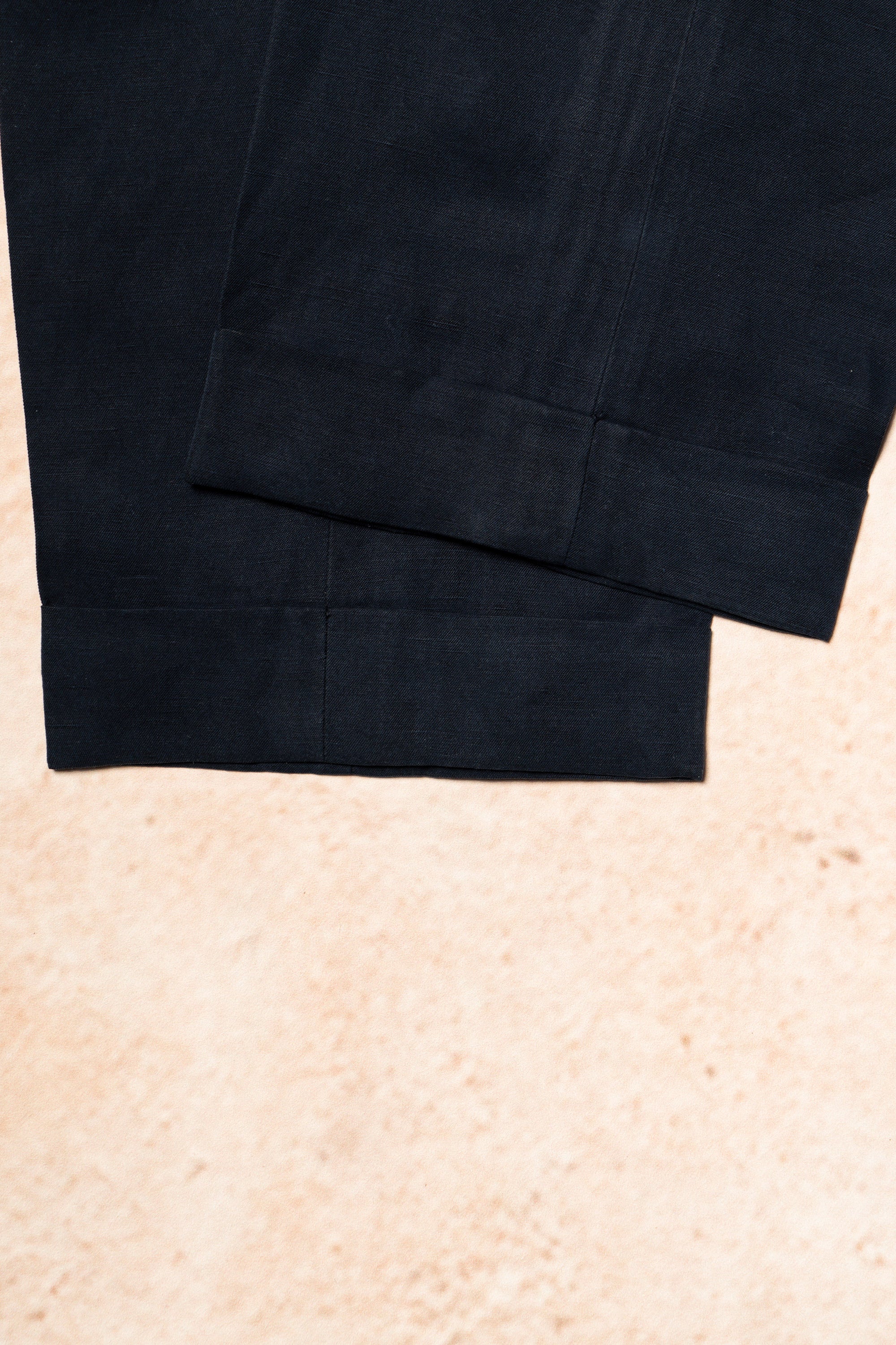 Navy Silk Linen Drawstring Trousers