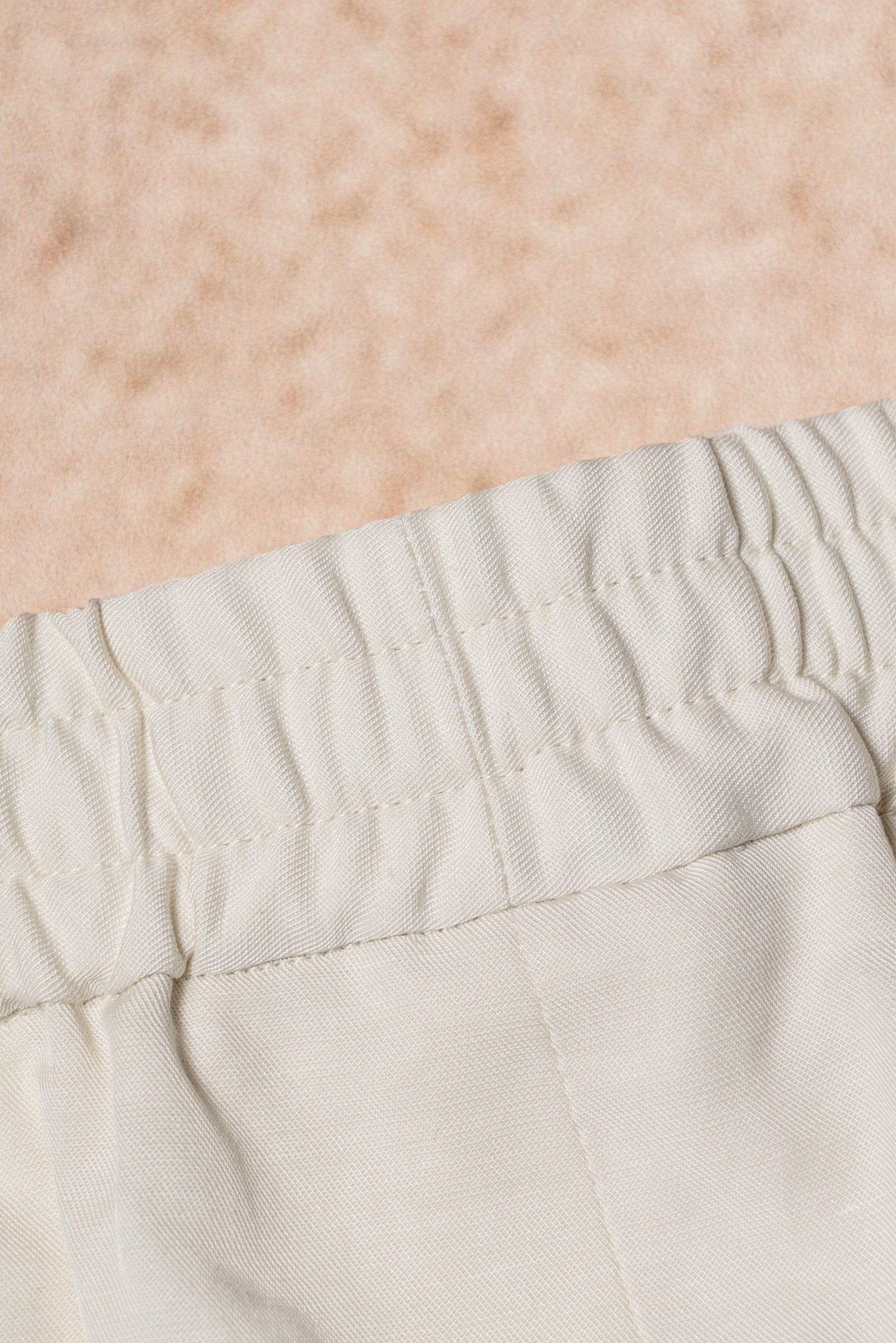 Beige Cotton Linen Tencel Drawstring Trousers #315