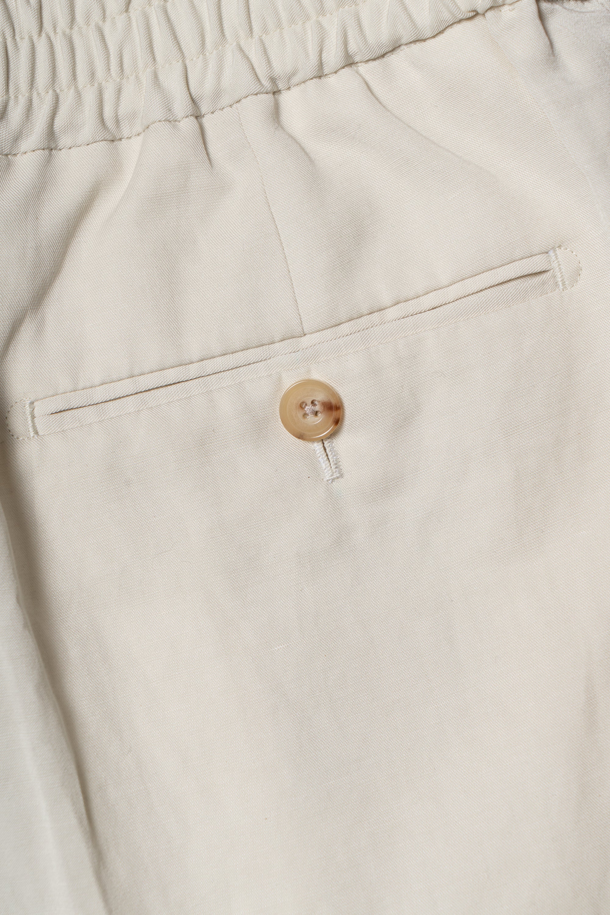 Beige Cotton Linen Tencel Drawstring Trousers #315