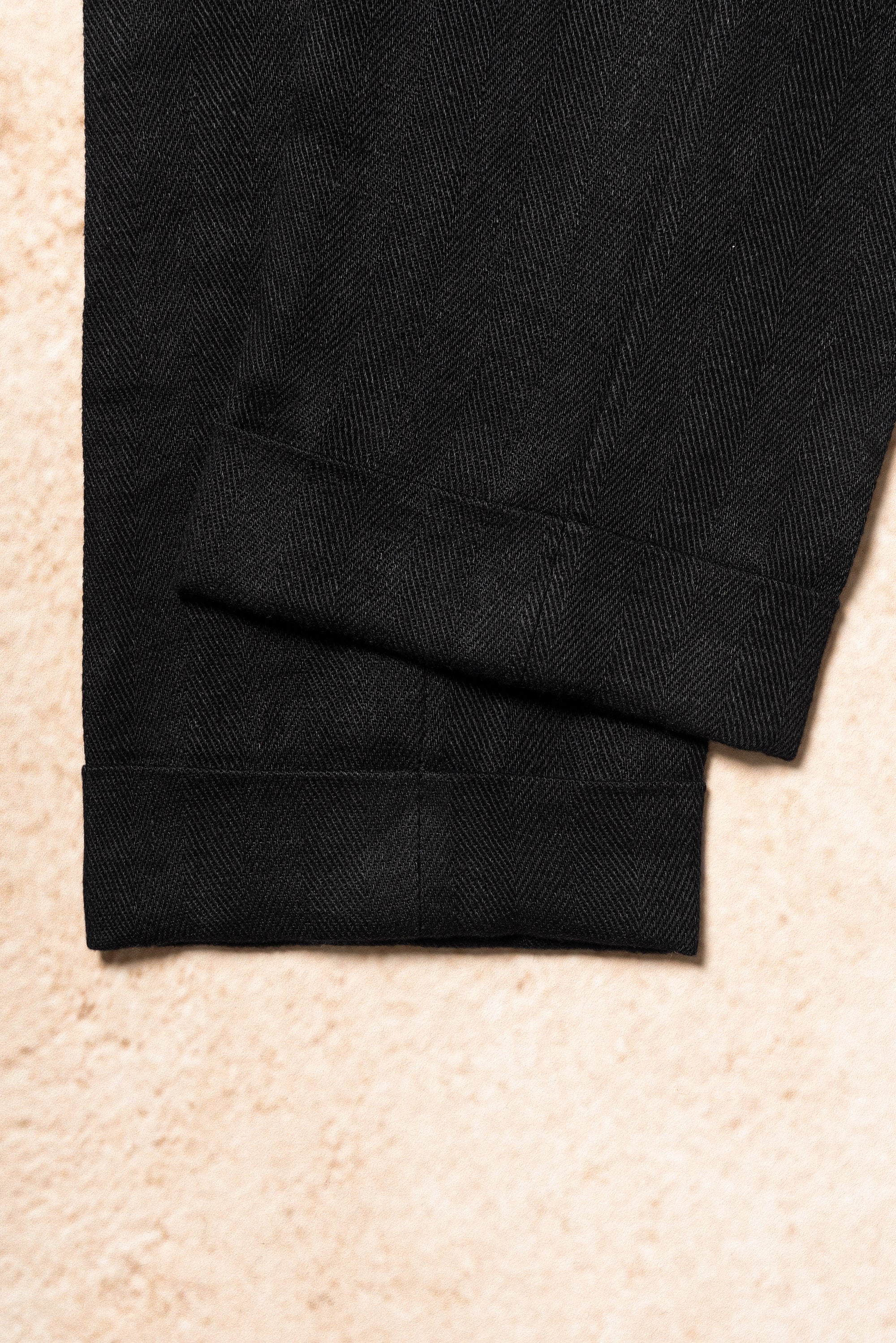 Black Linen Herringbone Trousers #245