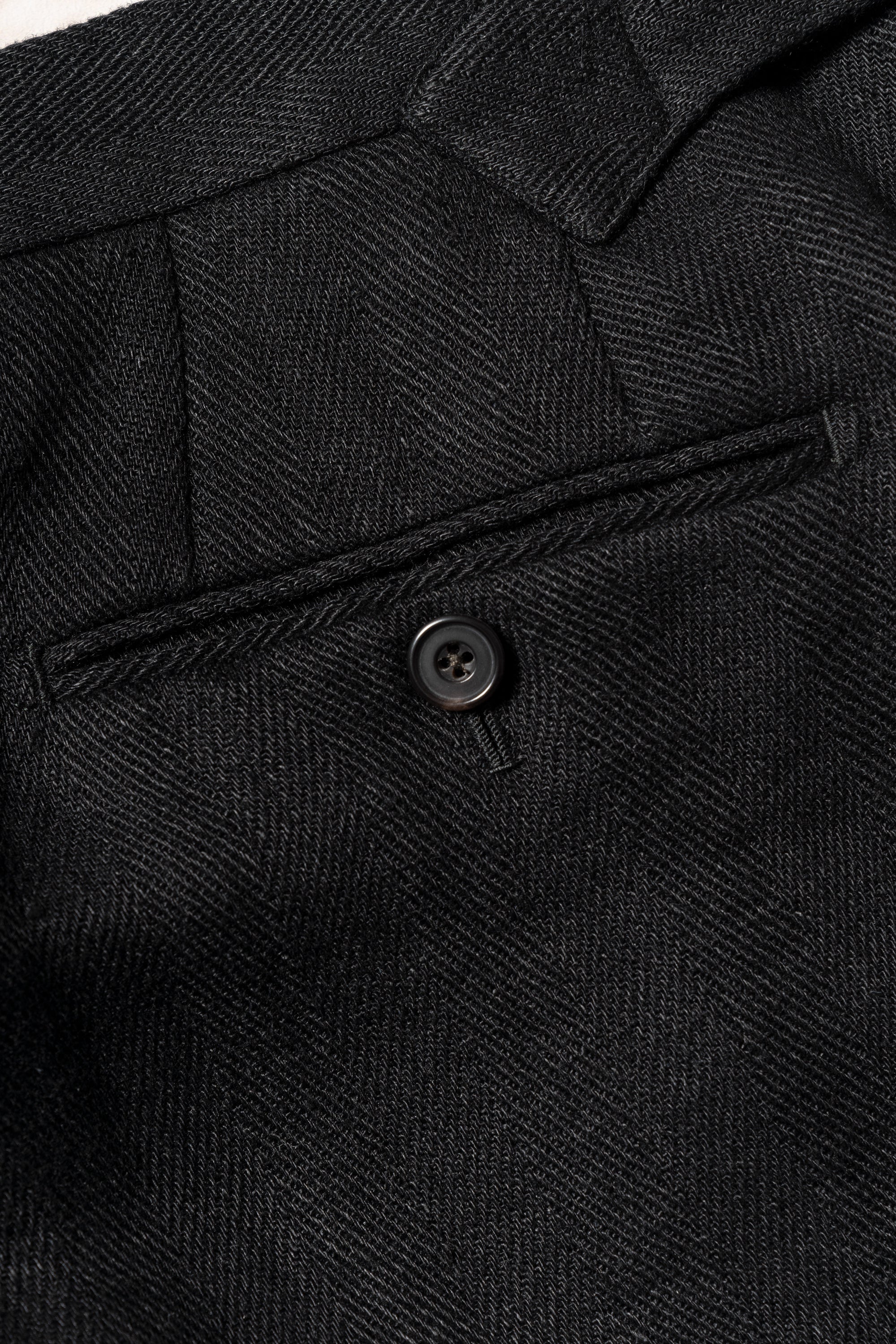 Black Linen Herringbone Trousers #245