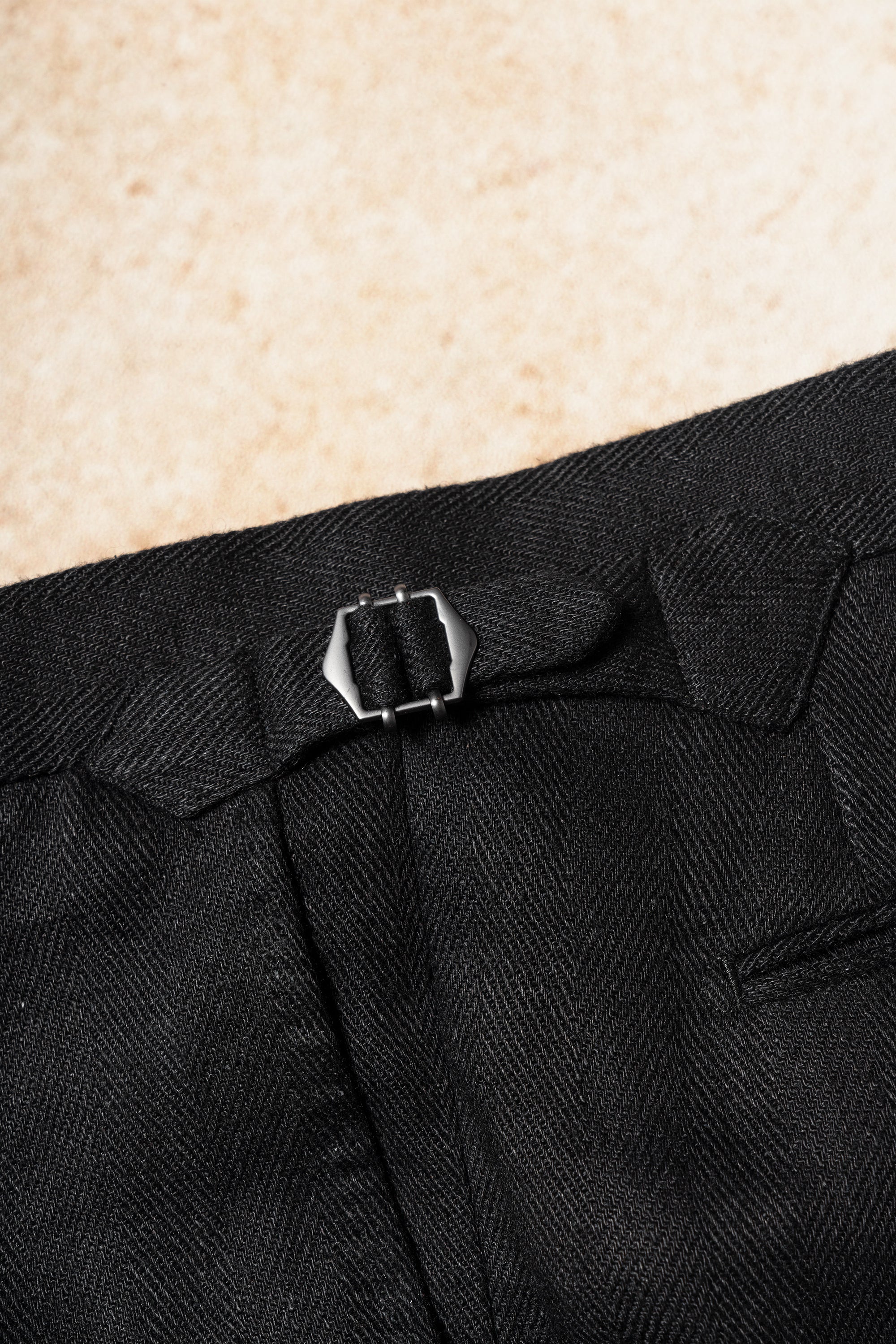 Black Linen Herringbone Trousers #245