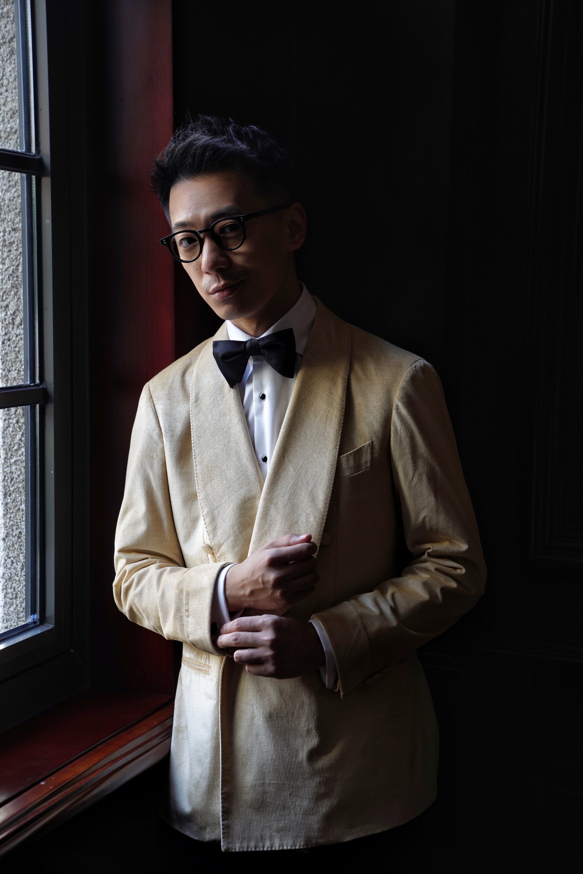 Gold Brown Corduroy Shawl Lapel Dinner Jacket #136