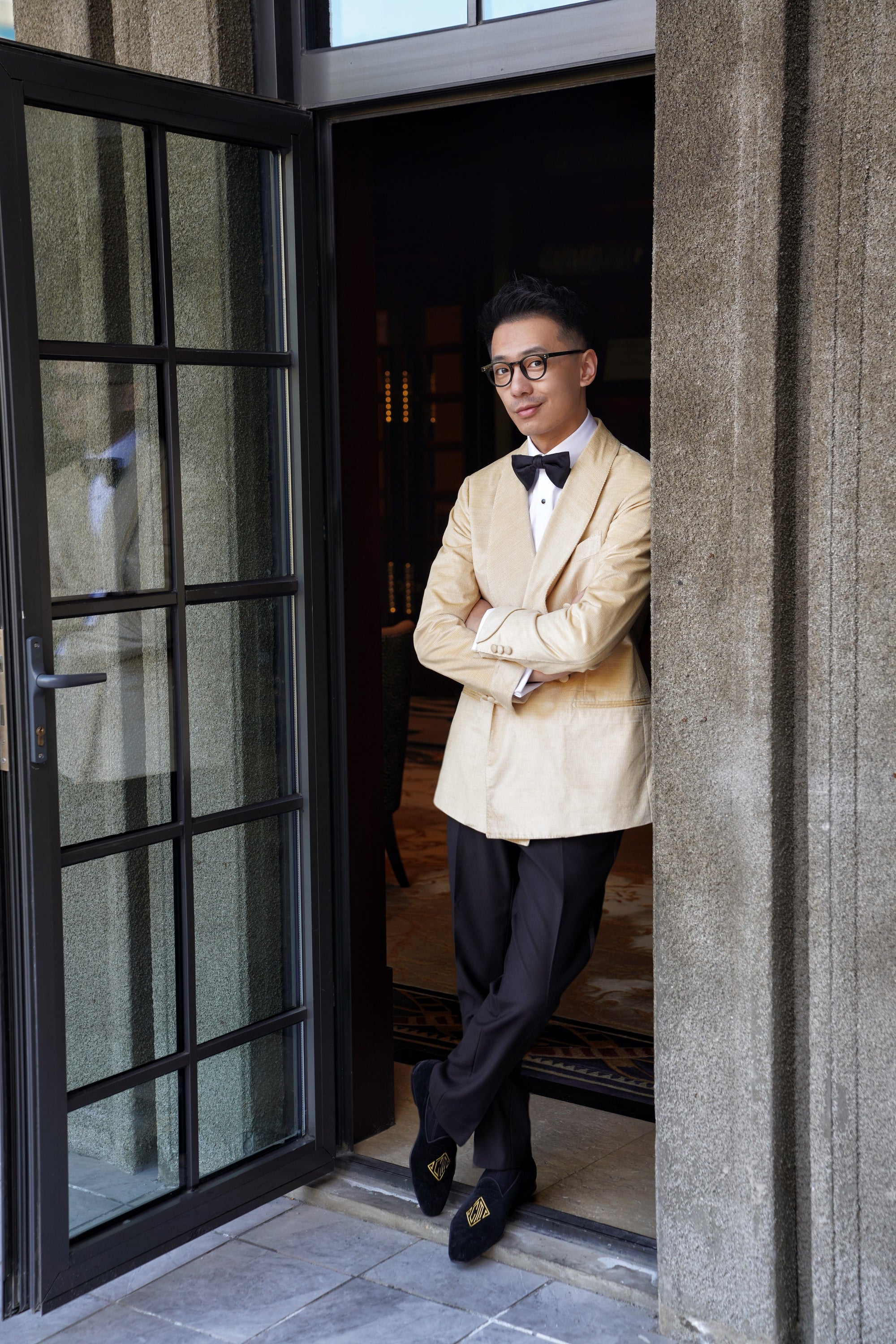 Gold Brown Corduroy Shawl Lapel Dinner Jacket #136