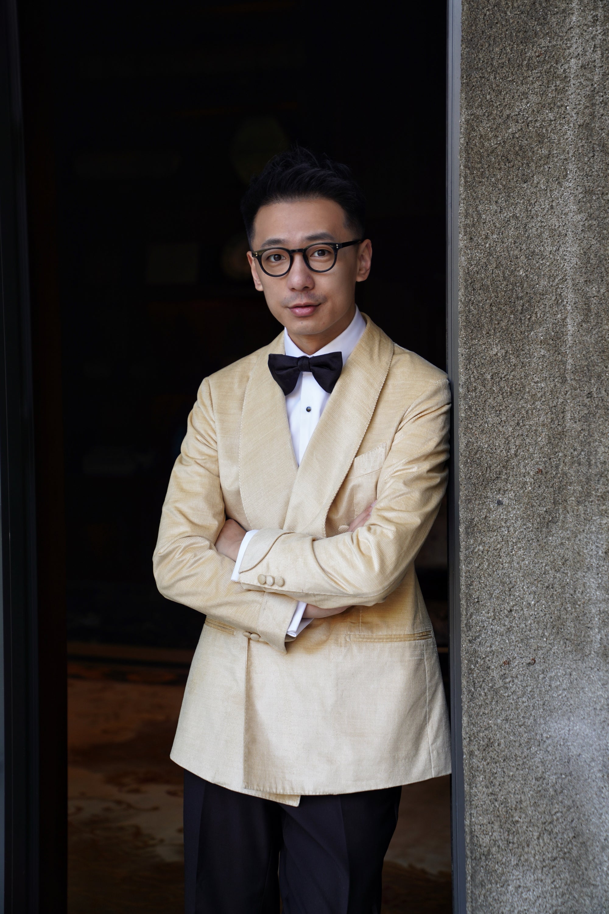 Gold Brown Corduroy Shawl Lapel Dinner Jacket #136