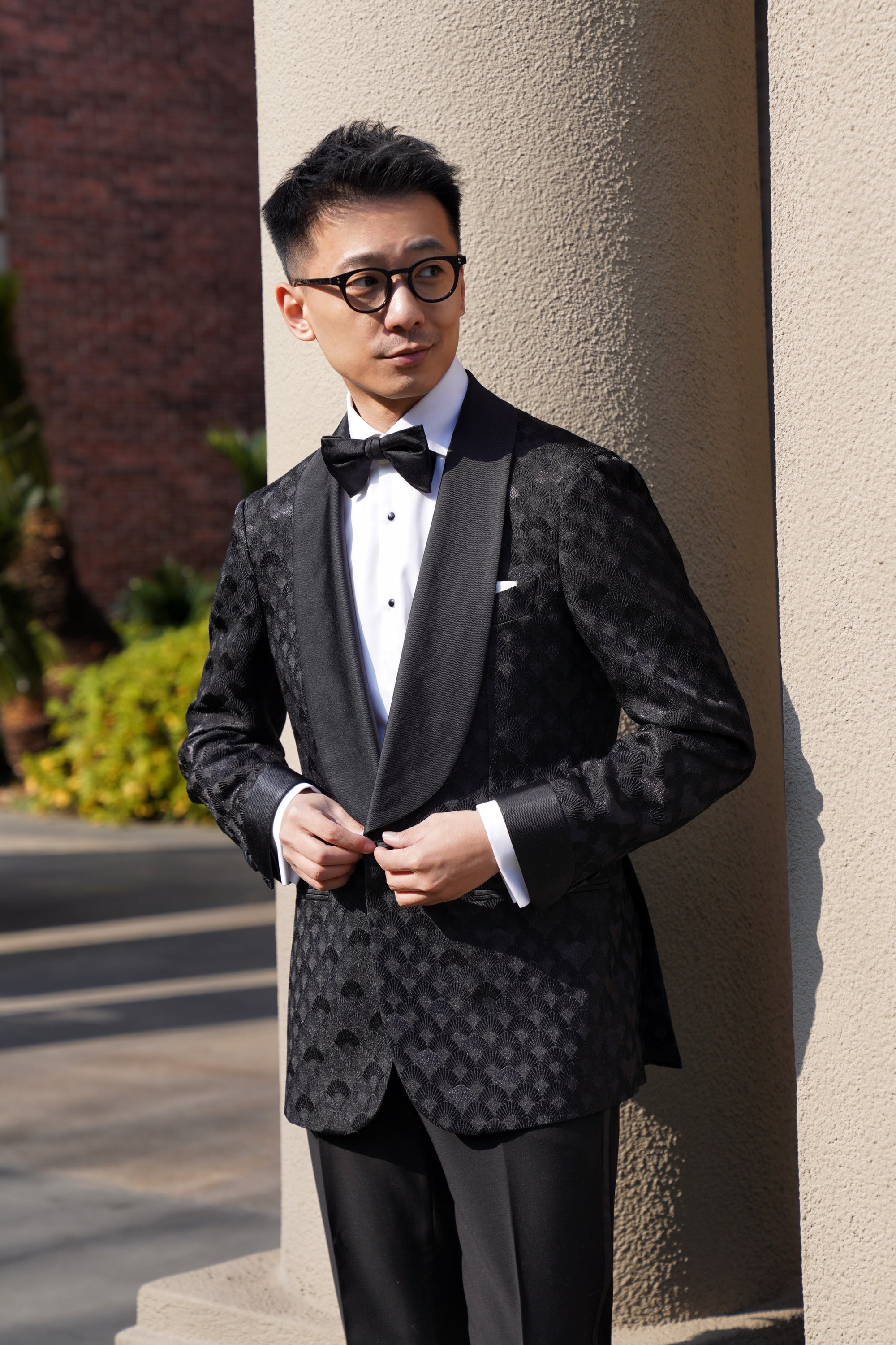 Black Terylene Spandex Shawl Lapel Dinner Jacket #117