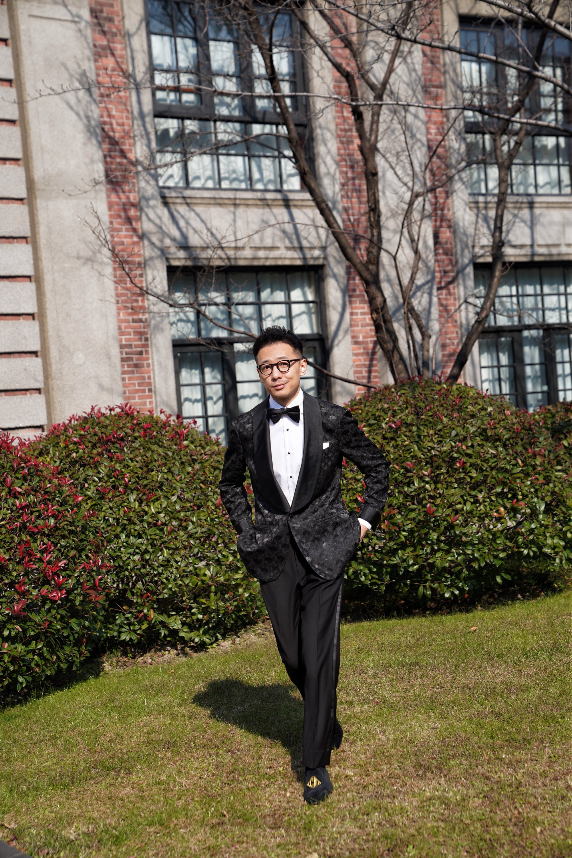 Black Terylene Spandex Shawl Lapel Dinner Jacket #117