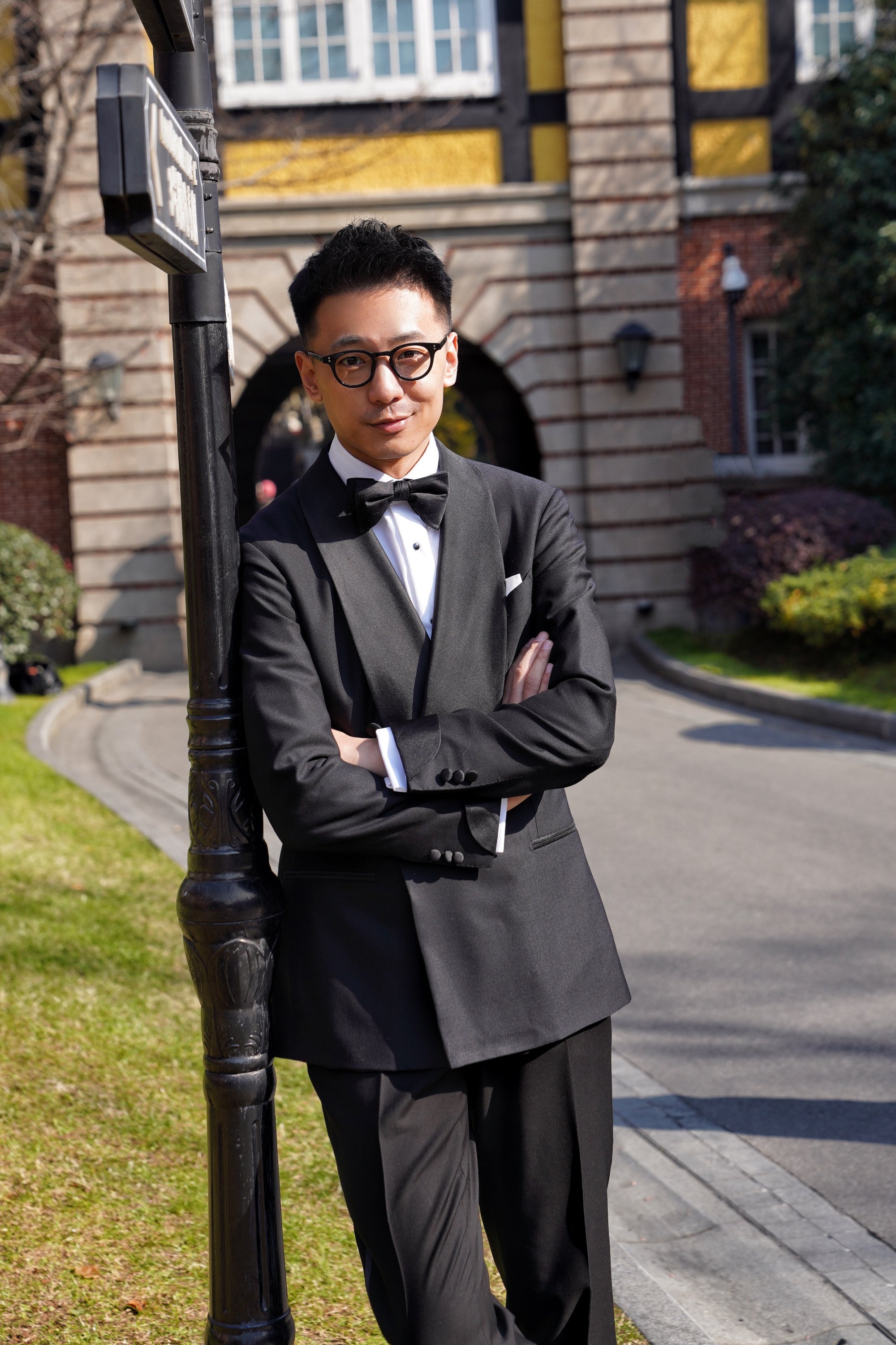 Black Wool Barathea Shawl Lapel Double Breasted Dinner Suit #219