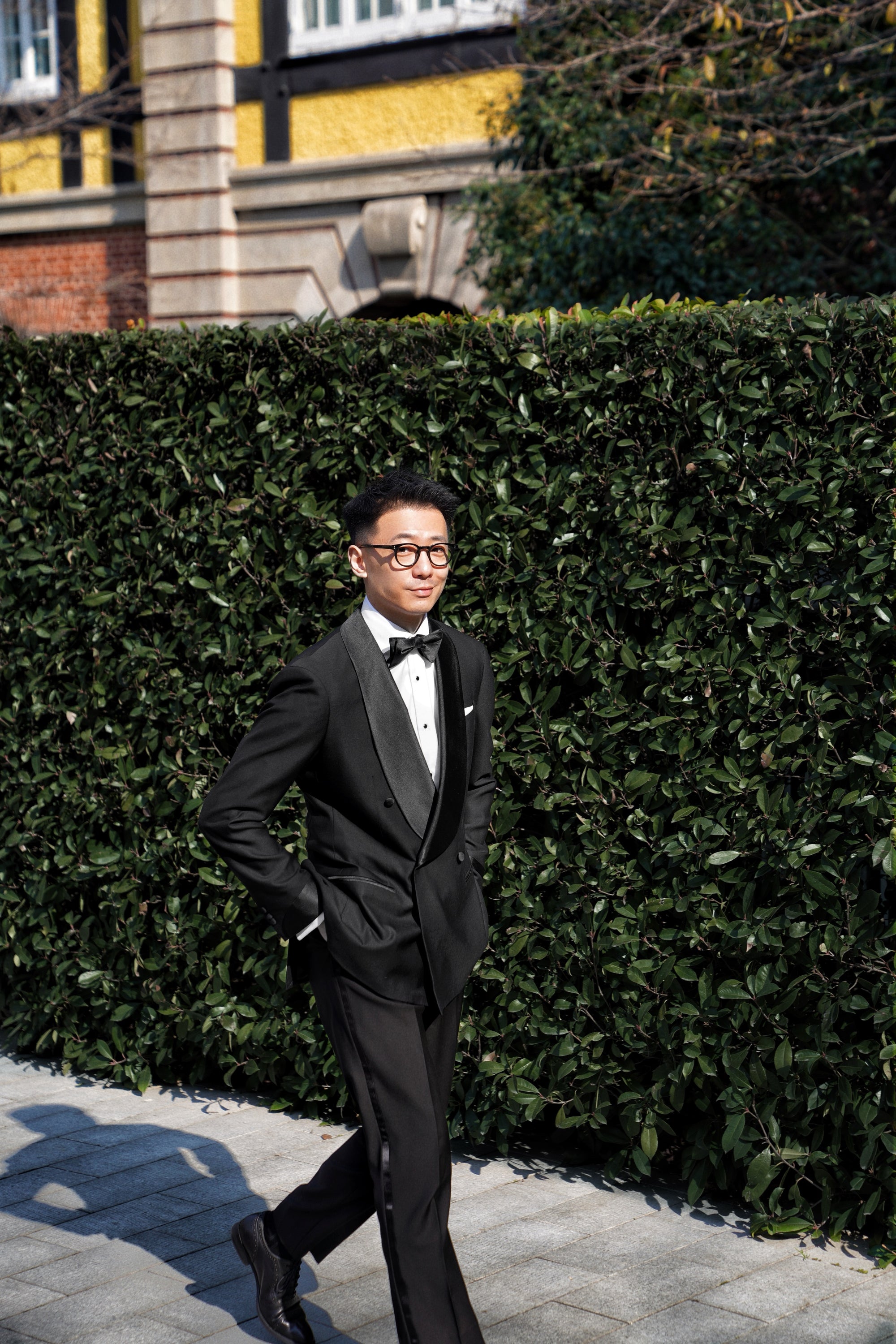 Black Wool Barathea Shawl Lapel Double Breasted Dinner Suit #219