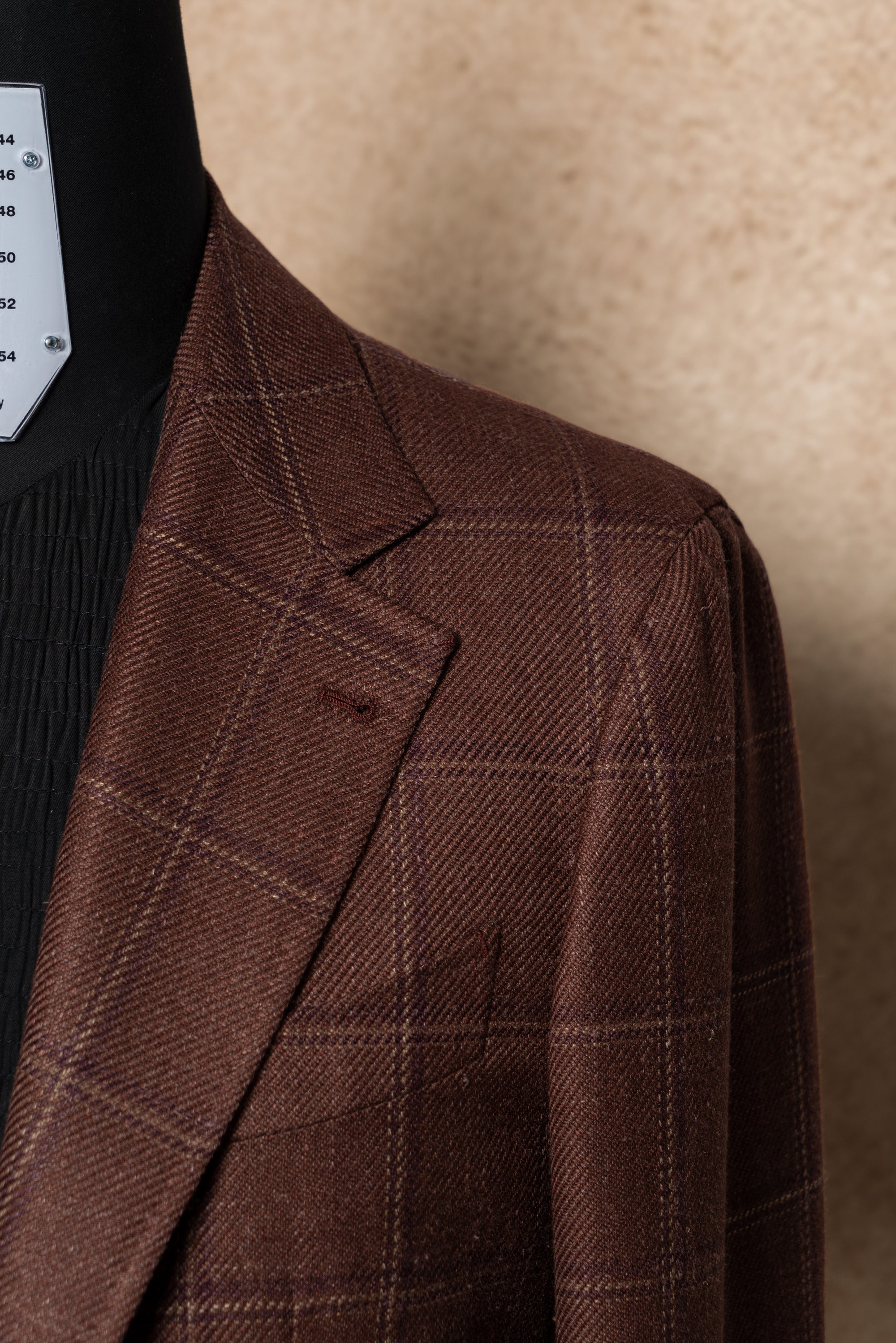 MTO Red Windowpane Wool Silk Linen Jacket