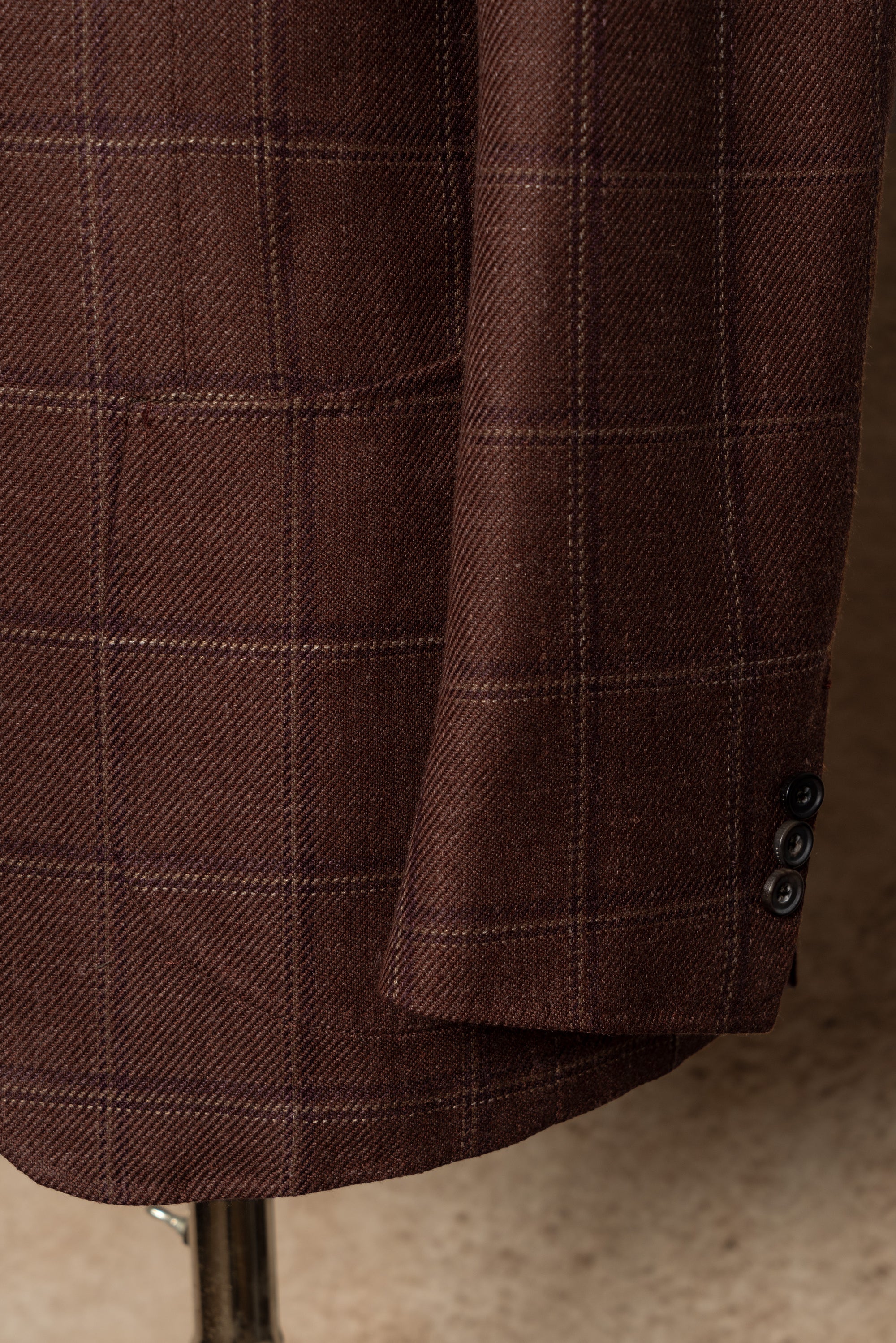 MTO Red Windowpane Wool Silk Linen Jacket