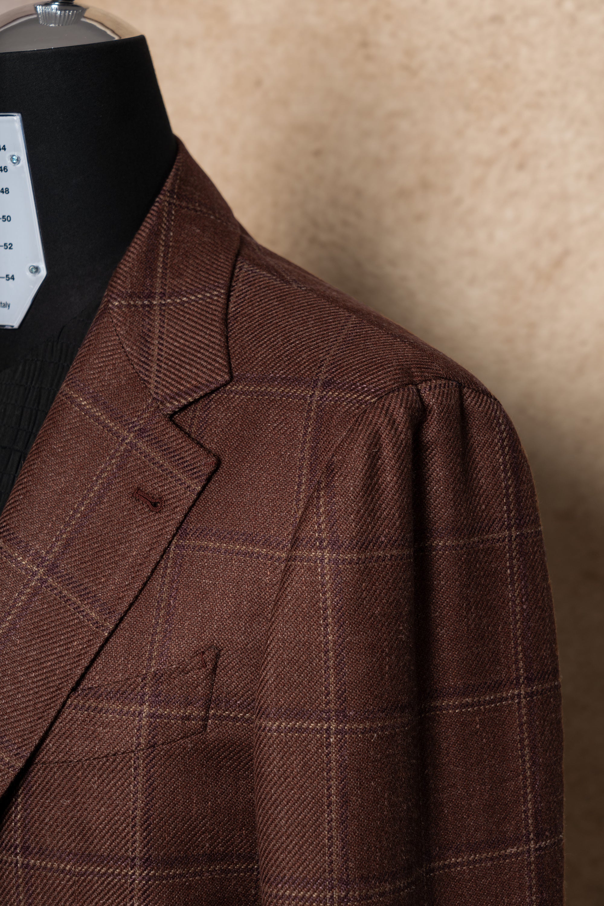 MTO Red Windowpane Wool Silk Linen Jacket