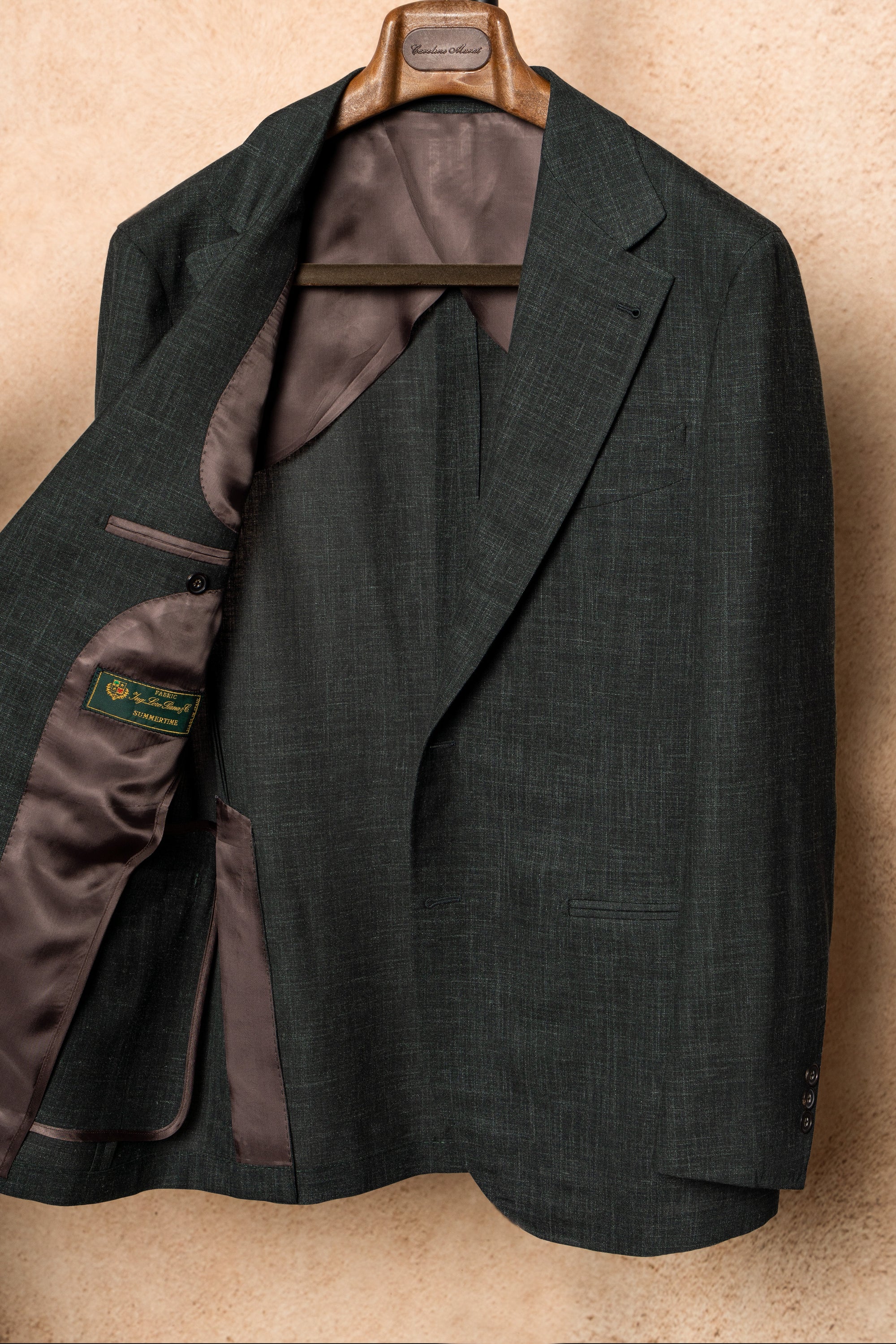 MTO Dark Green Wool Silk Linen Jacket