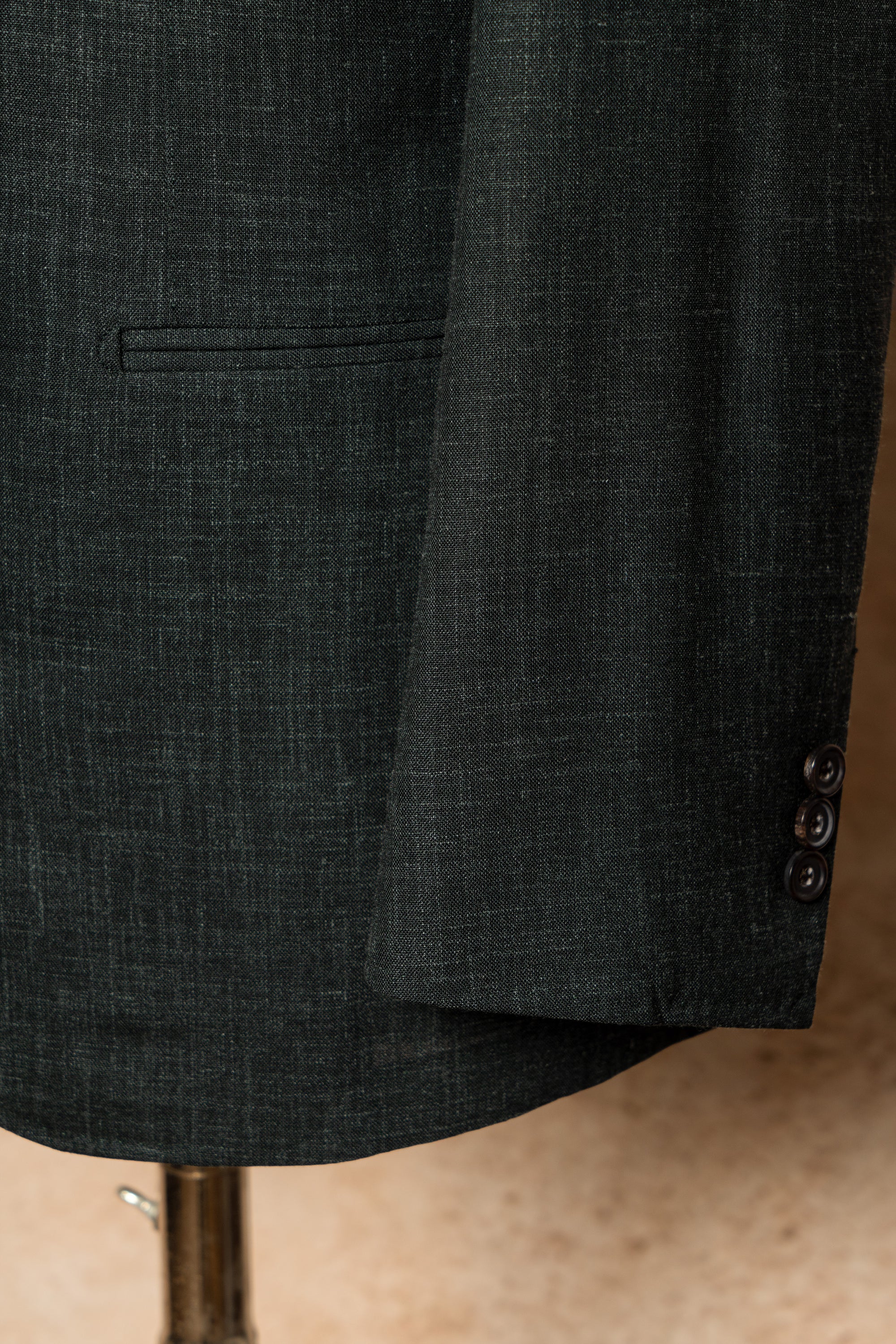 MTO Dark Green Wool Silk Linen Jacket