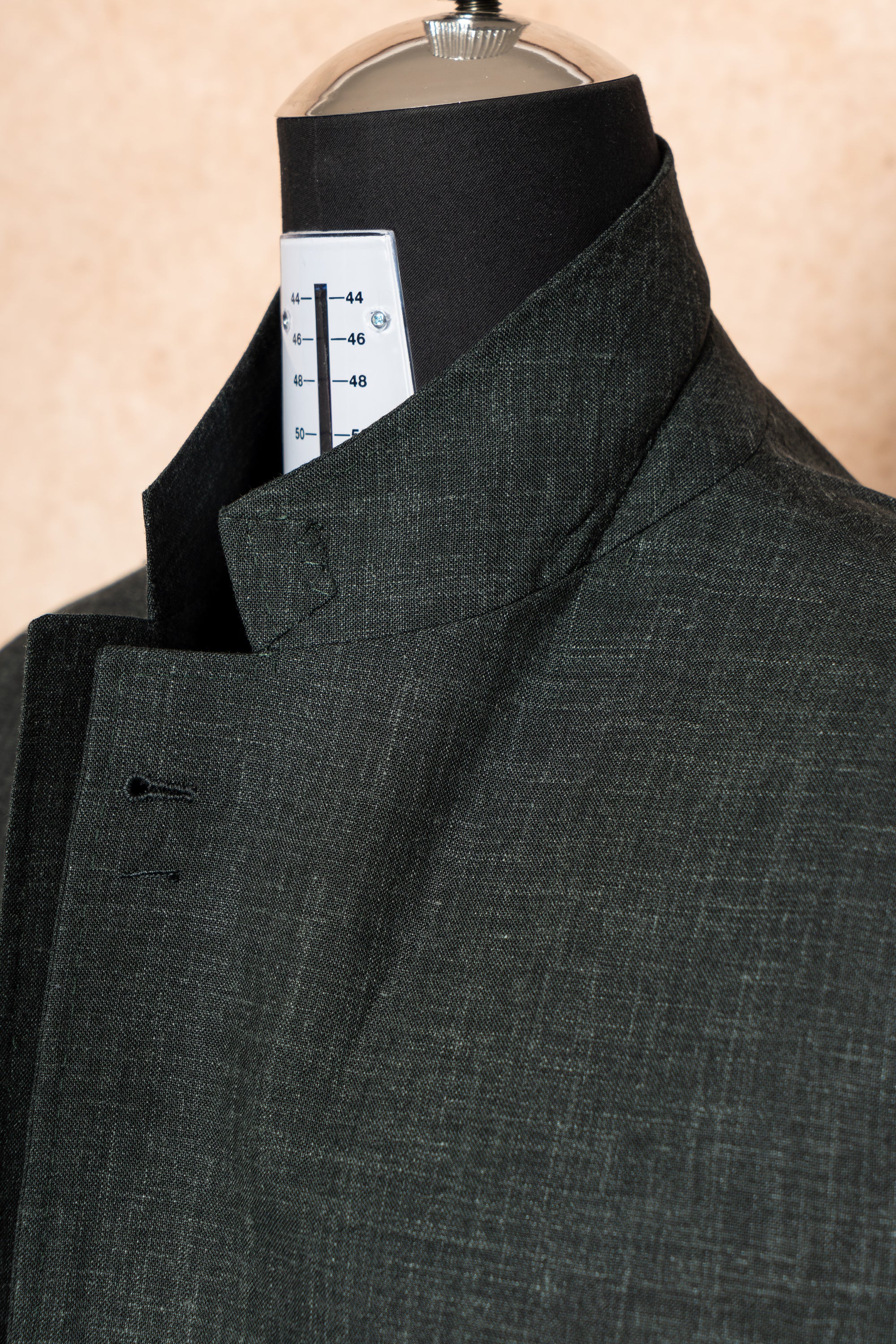 MTO Dark Green Wool Silk Linen Jacket