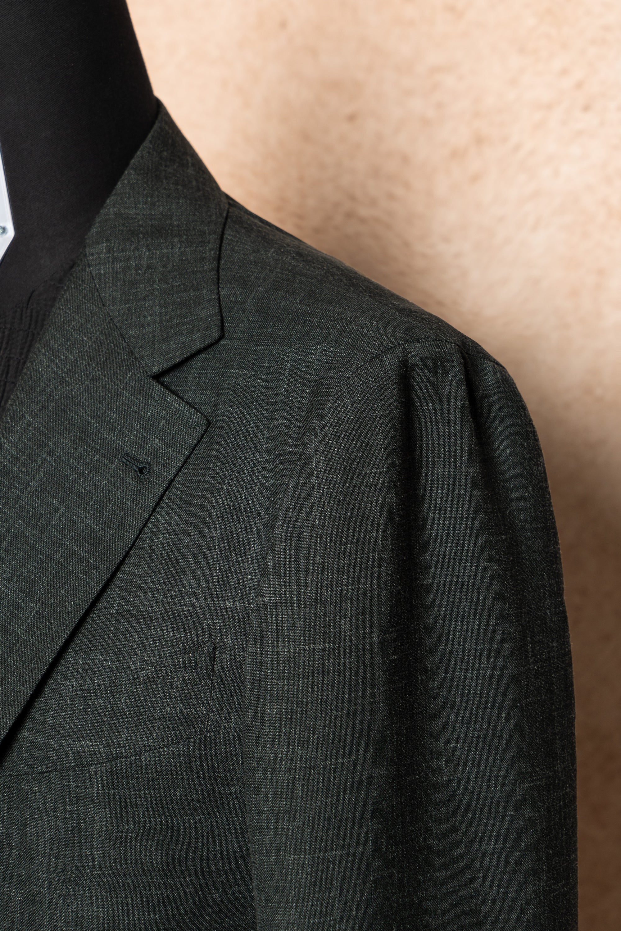 MTO Dark Green Wool Silk Linen Jacket
