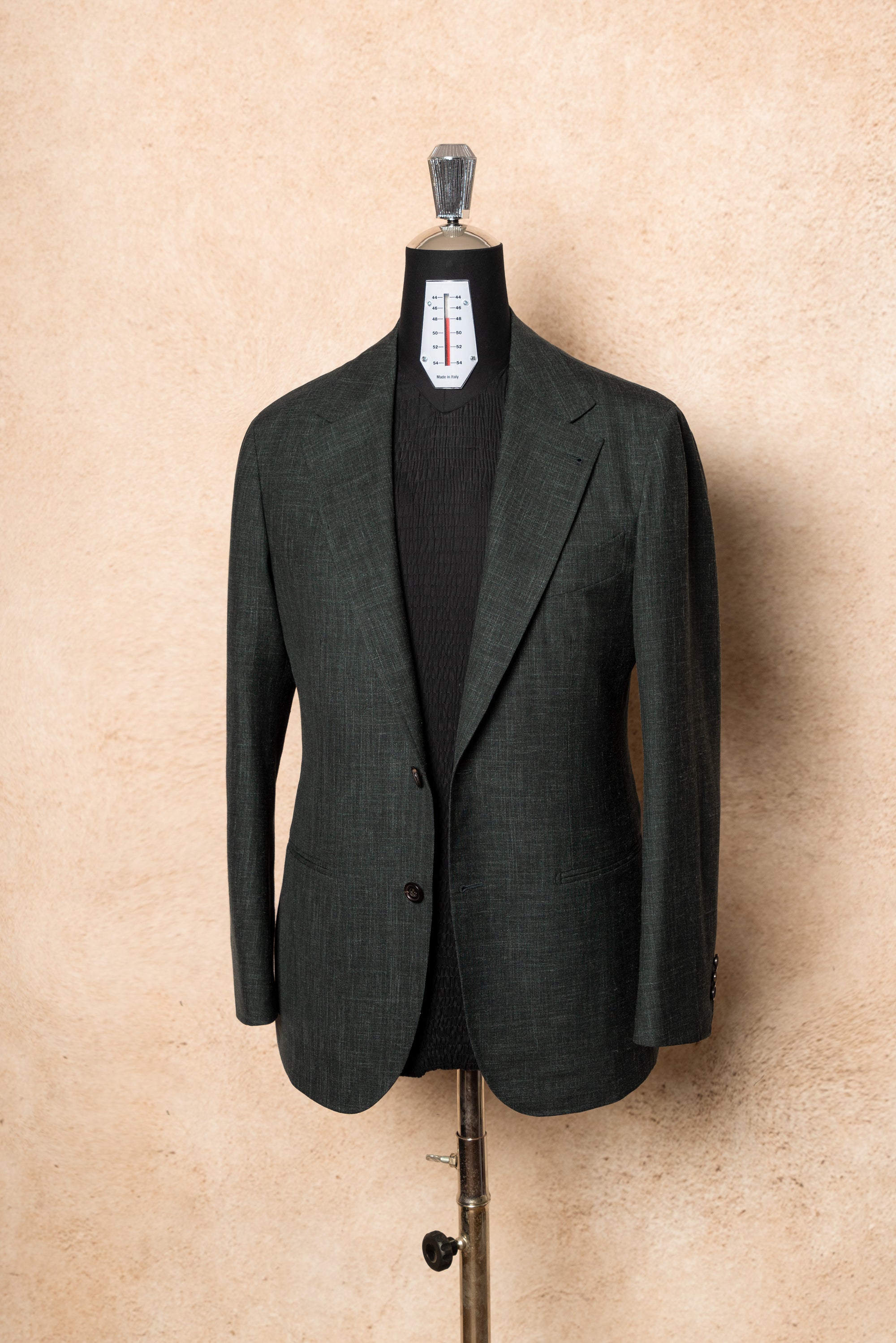 MTO Dark Green Wool Silk Linen Jacket