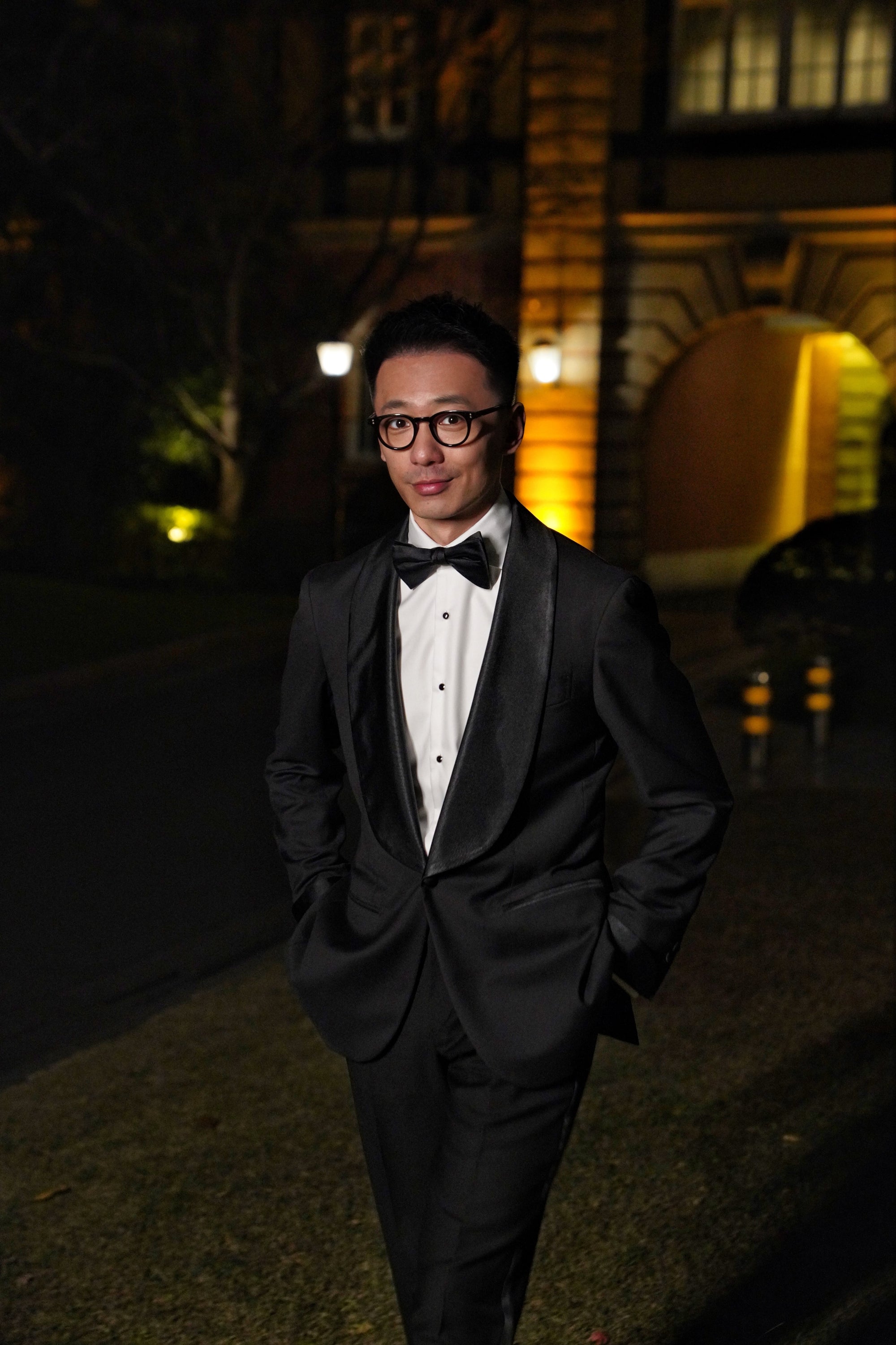 Black Wool Barathea Shawl Lapel Single Breasted Dinner Suit #219