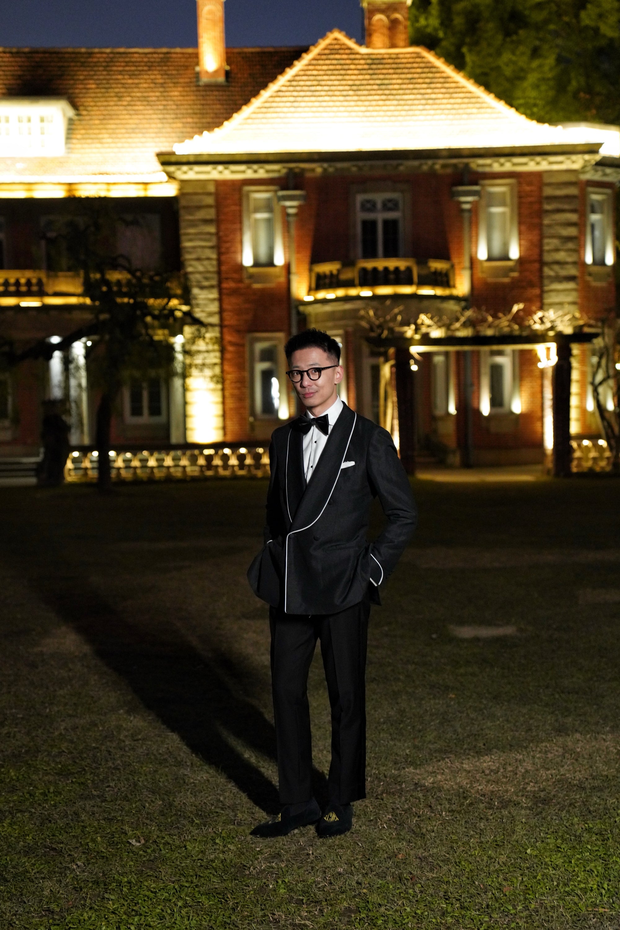 Midnight Linen Wool Shawl Lapel Dinner Jacket #297