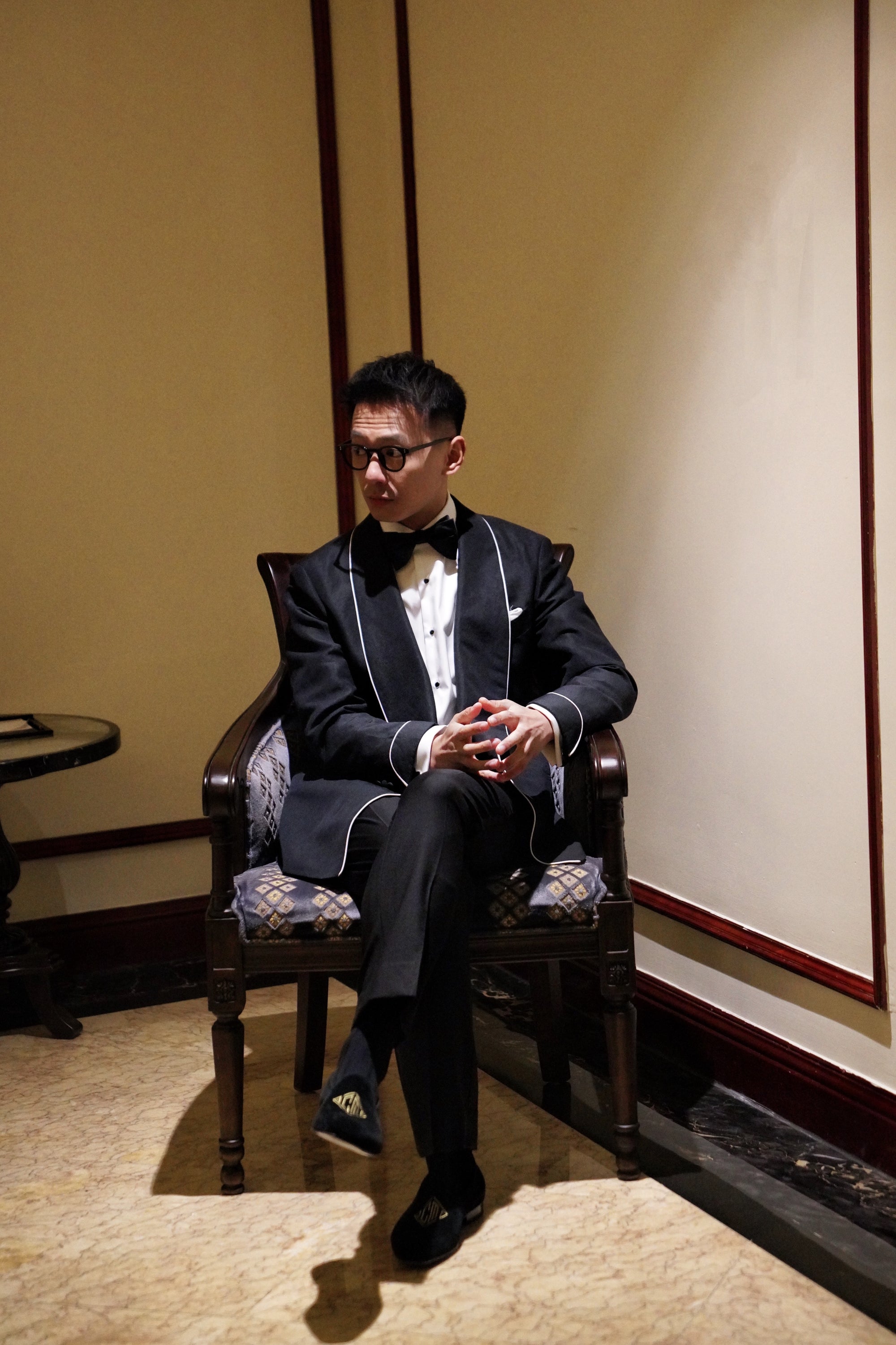 Midnight Linen Wool Shawl Lapel Dinner Jacket #297