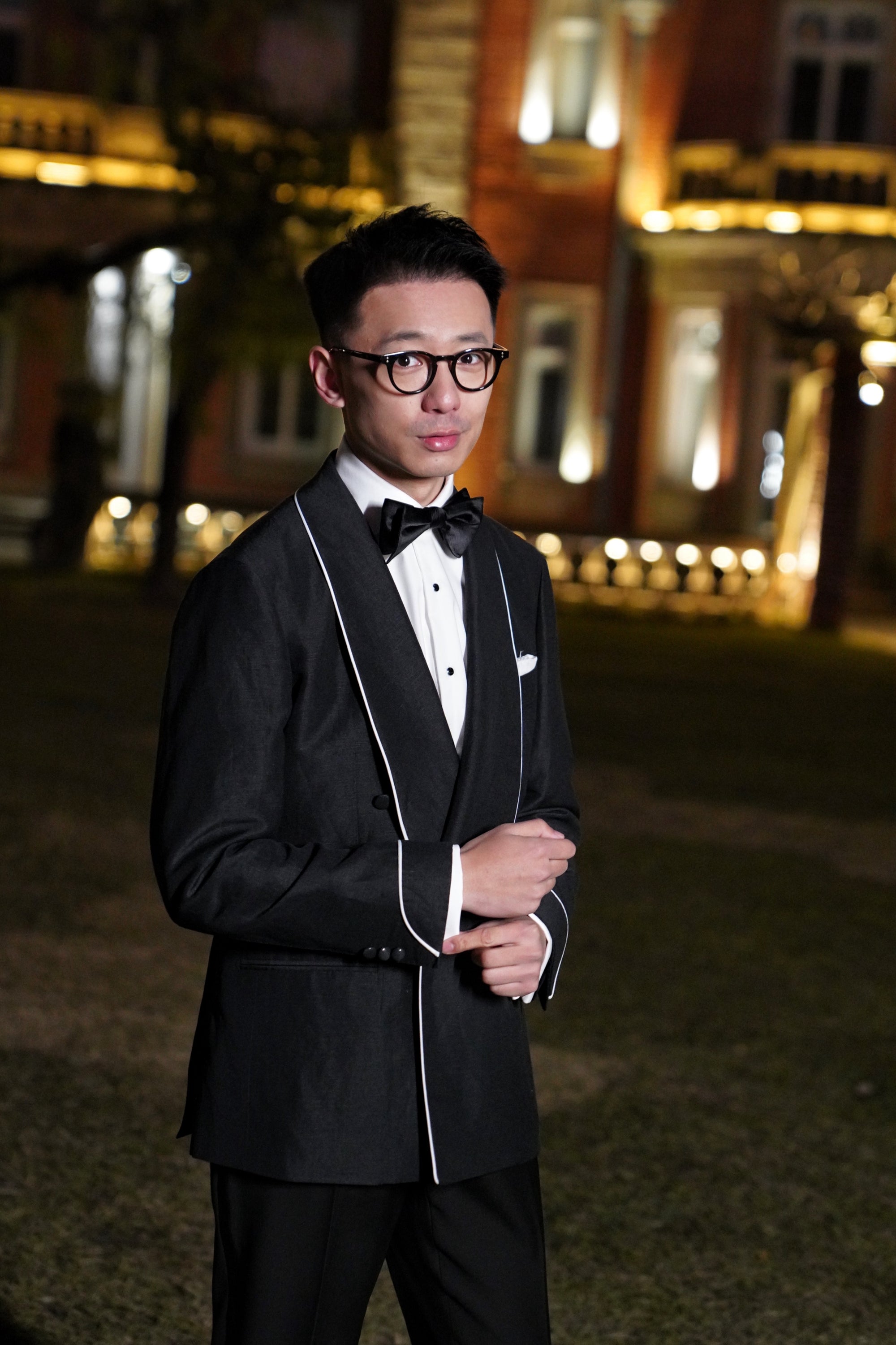 Midnight Linen Wool Shawl Lapel Dinner Jacket #297