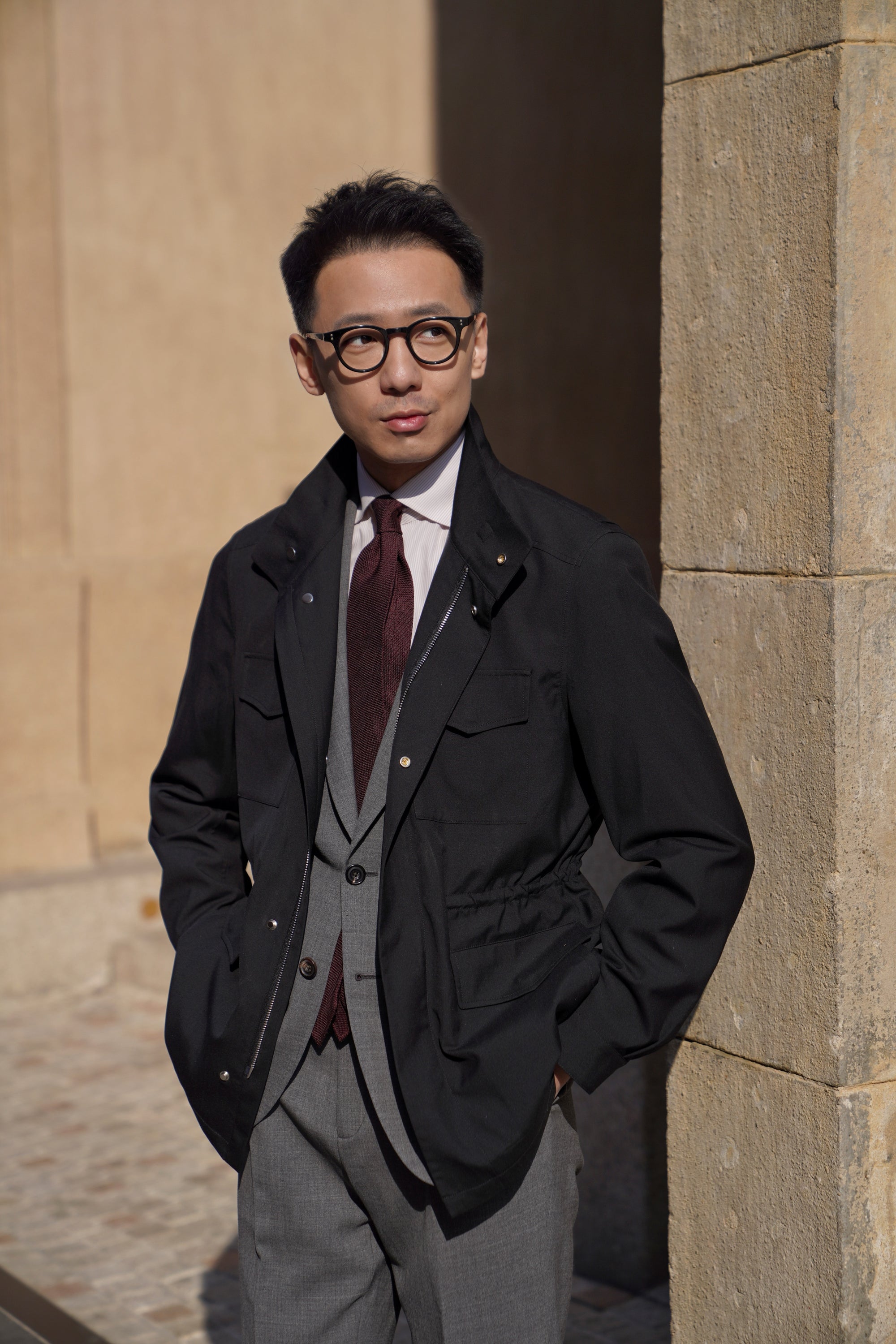 Black Wool Silk M65 Jacket