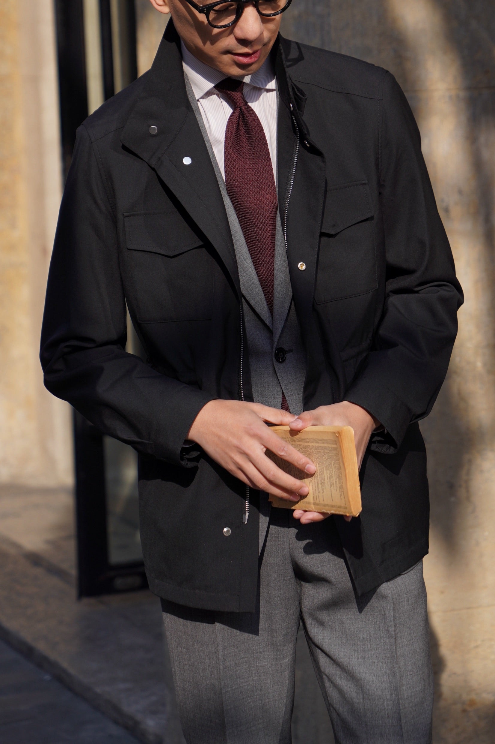 Black Wool Silk M65 Jacket