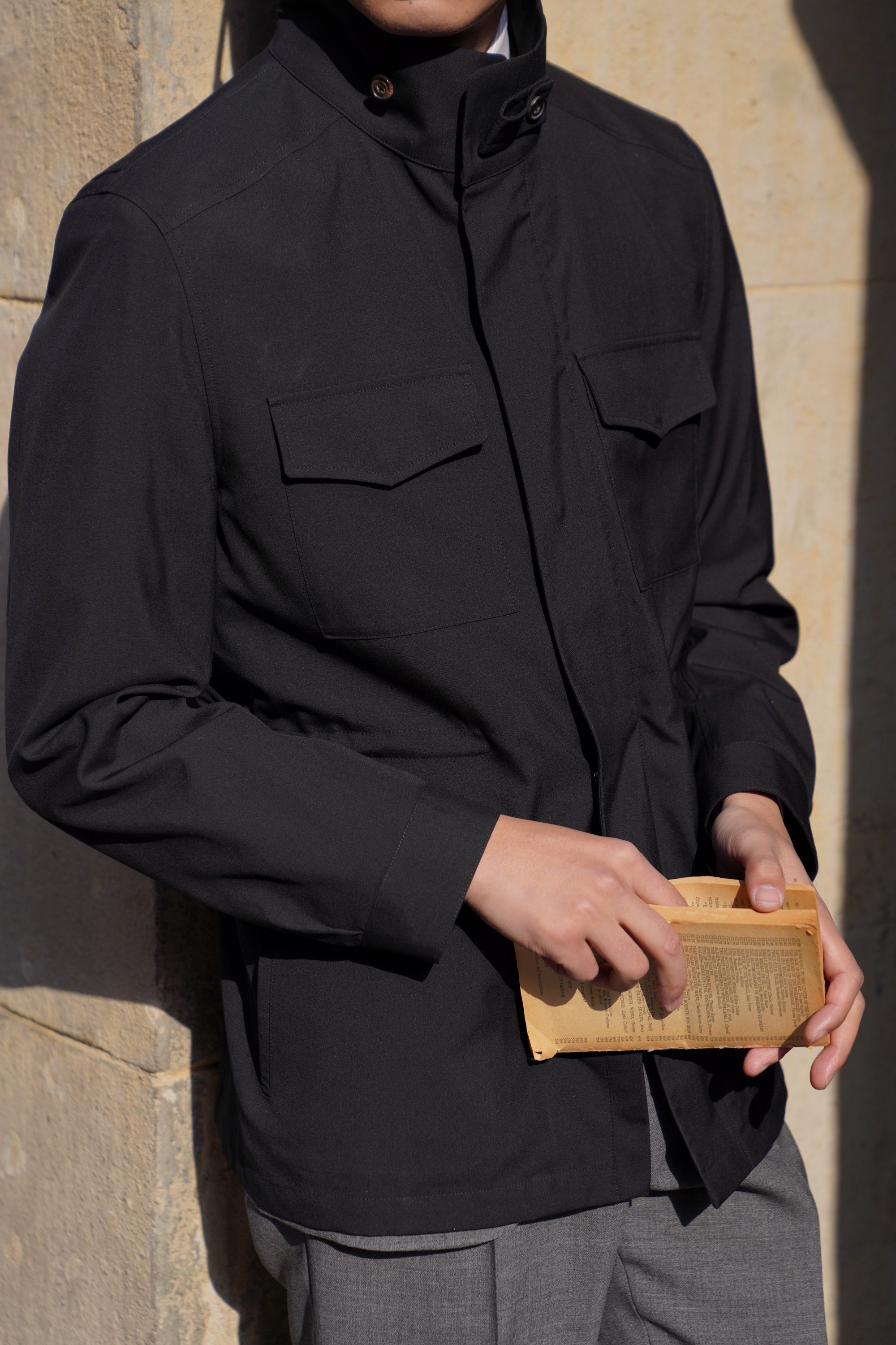 Black Wool Silk M65 Jacket