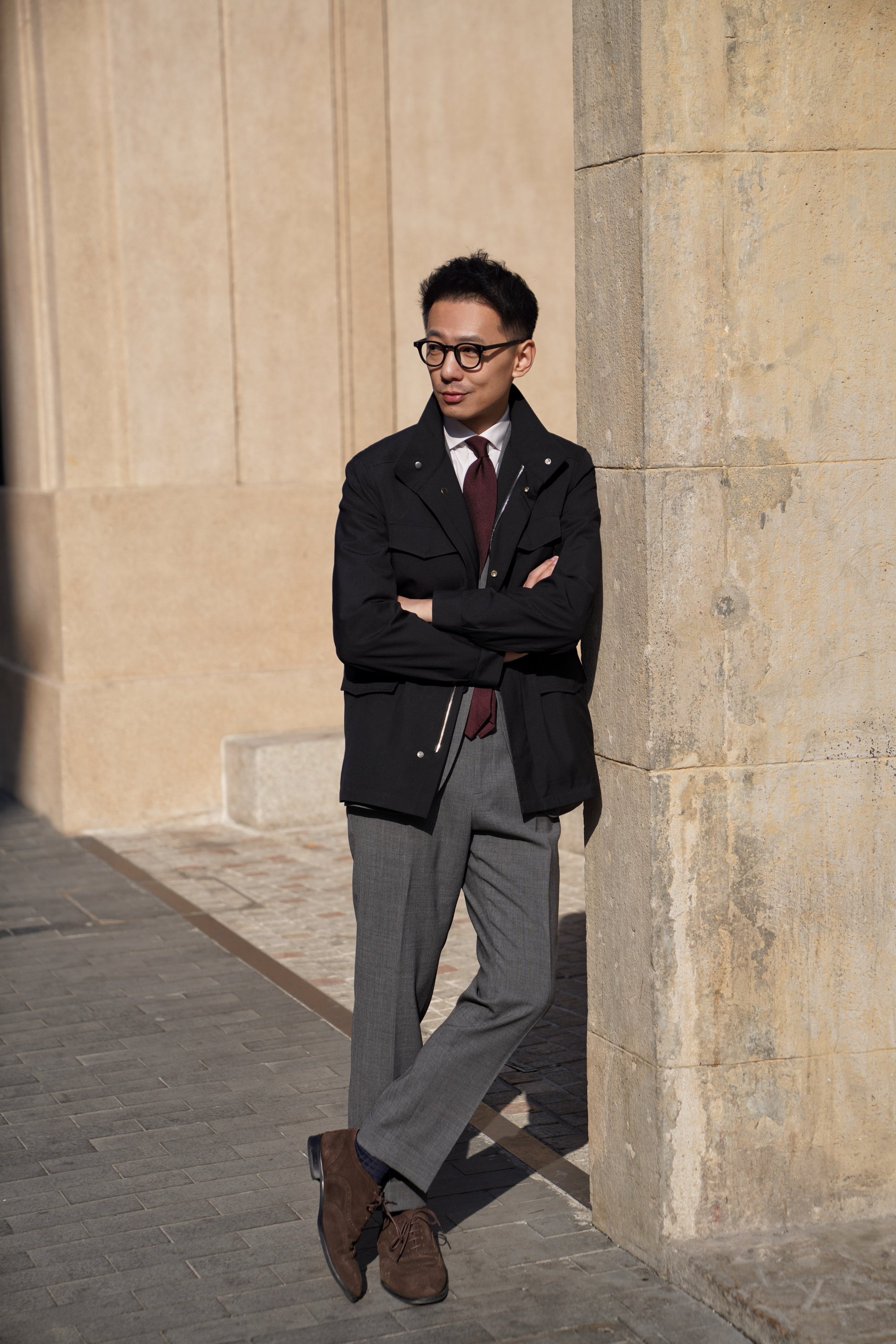 Black Wool Silk M65 Jacket