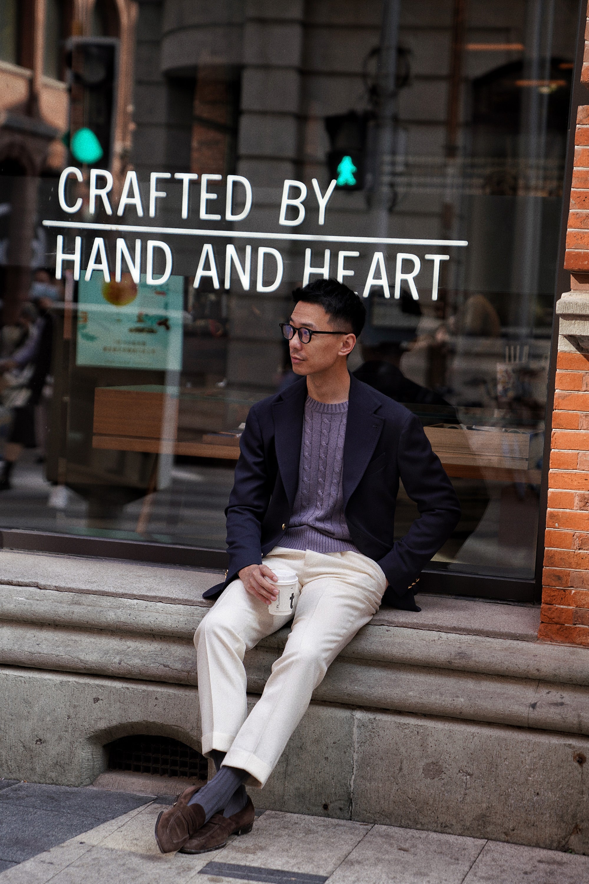 Violet Crew Neck Cable Knit Jumper