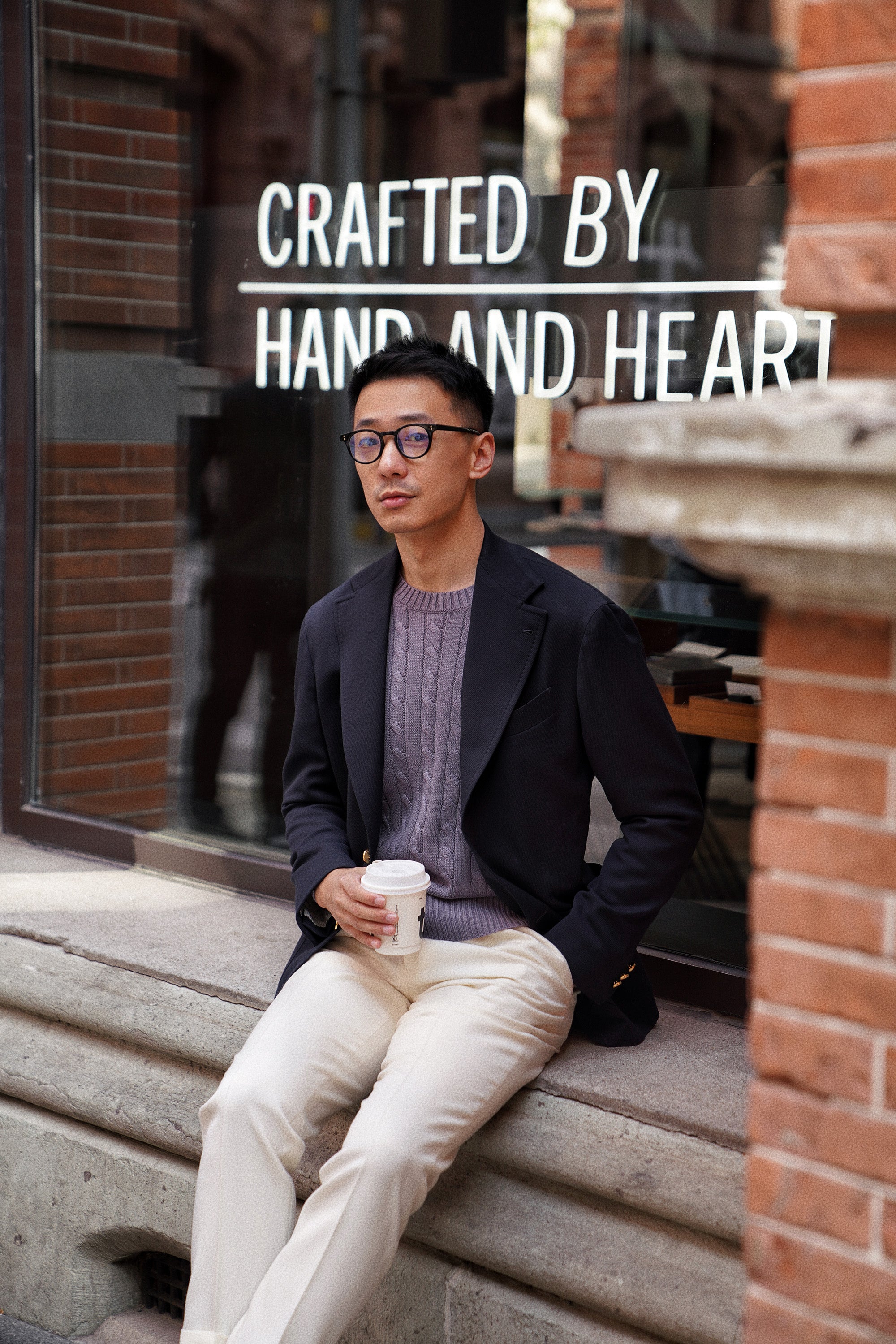 Violet Crew Neck Cable Knit Jumper
