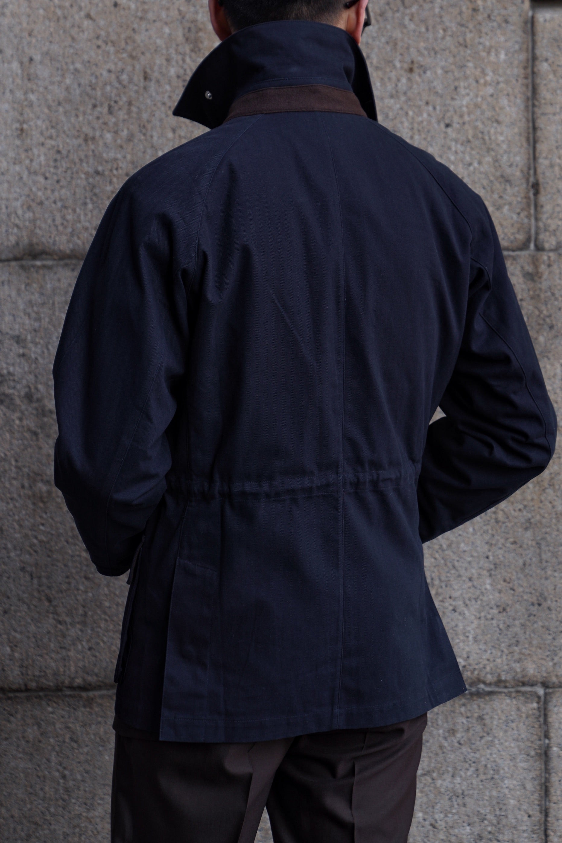Ink Blue Herringbone Cotton Hunting Jacket