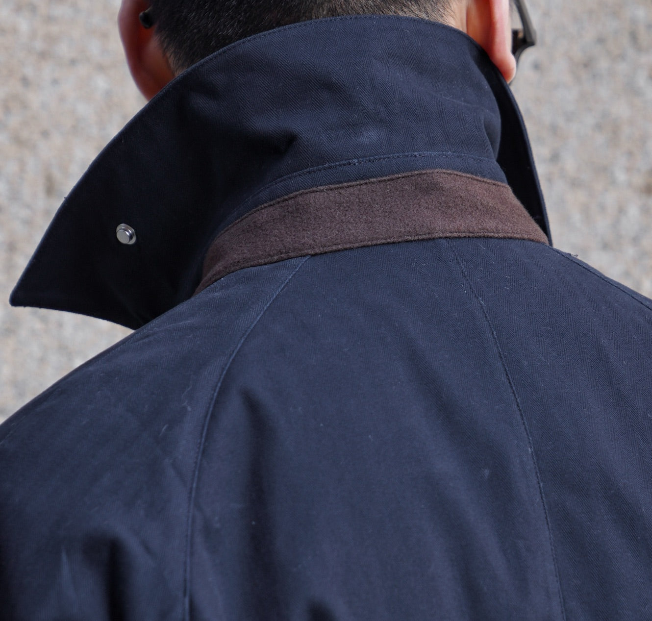 Ink Blue Herringbone Cotton Hunting Jacket