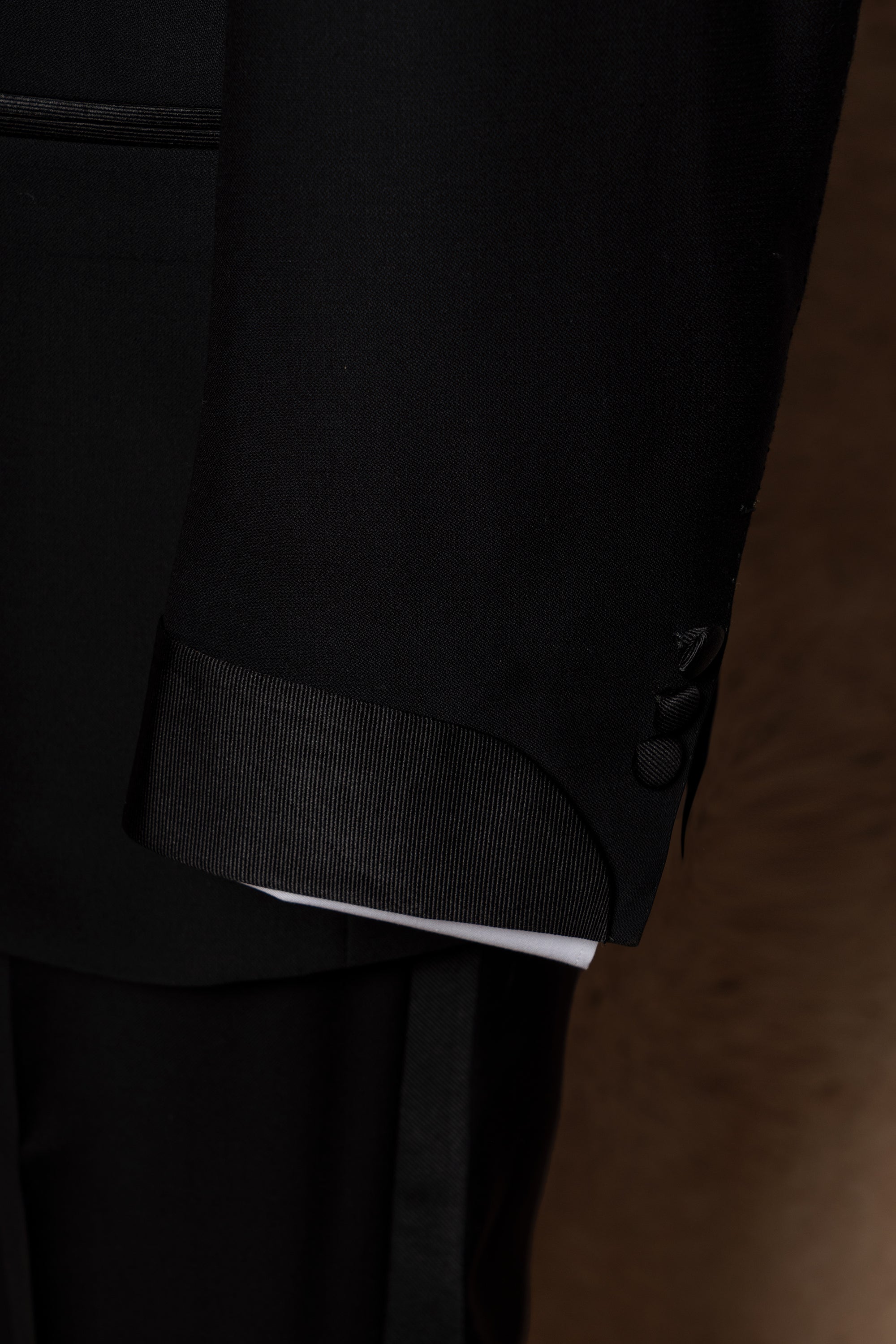 Black Wool Barathea Shawl Lapel Double Breasted Dinner Suit #219