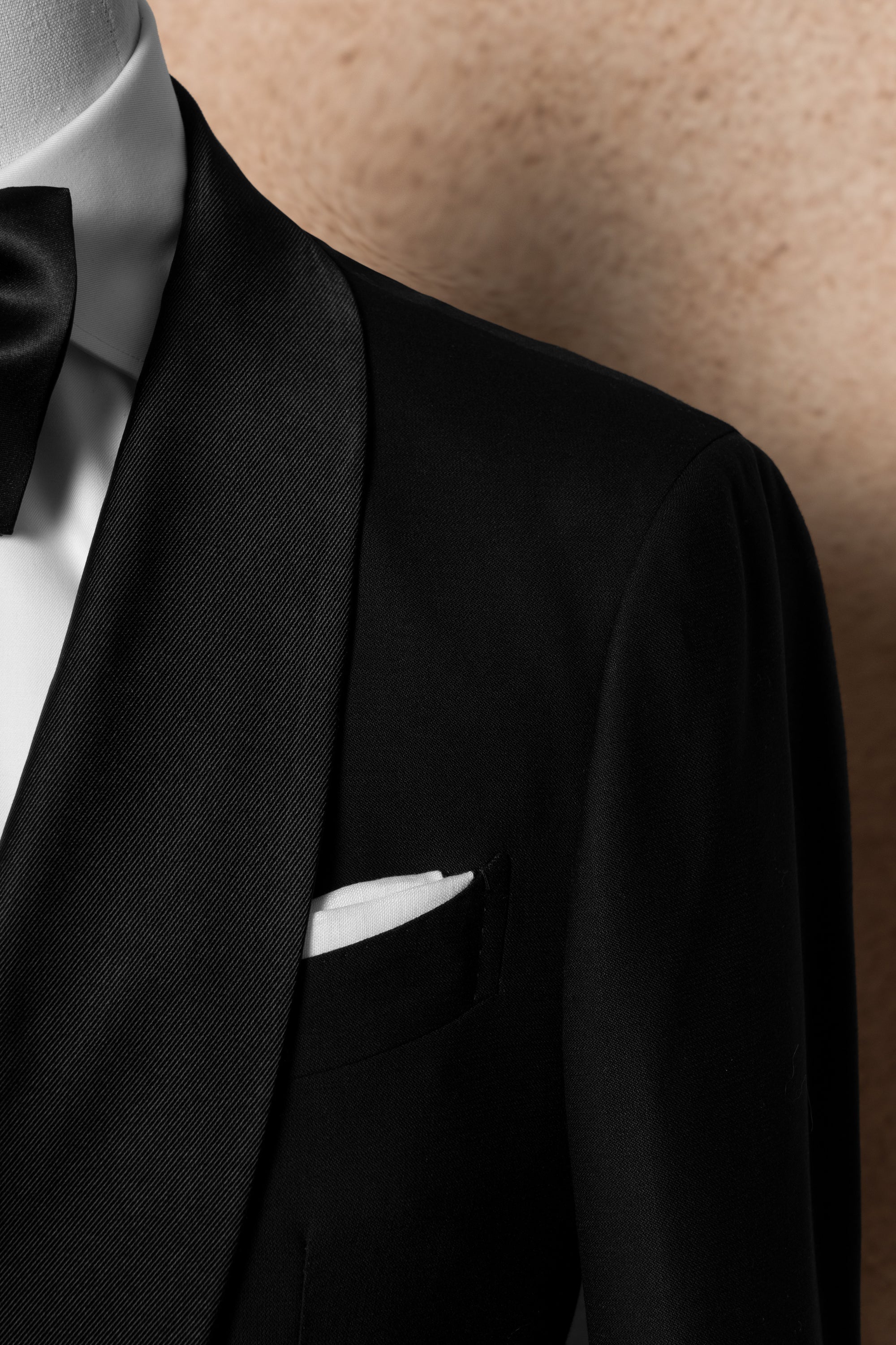Black Wool Barathea Shawl Lapel Double Breasted Dinner Suit #219