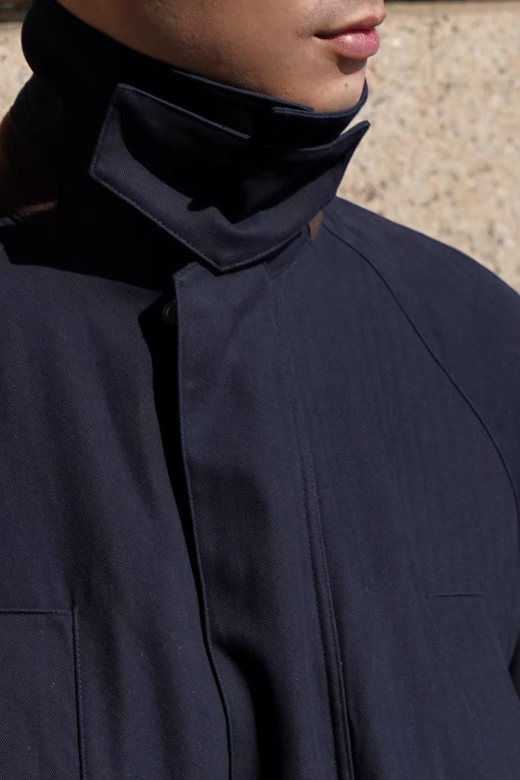 Ink Blue Herringbone Cotton Hunting Jacket