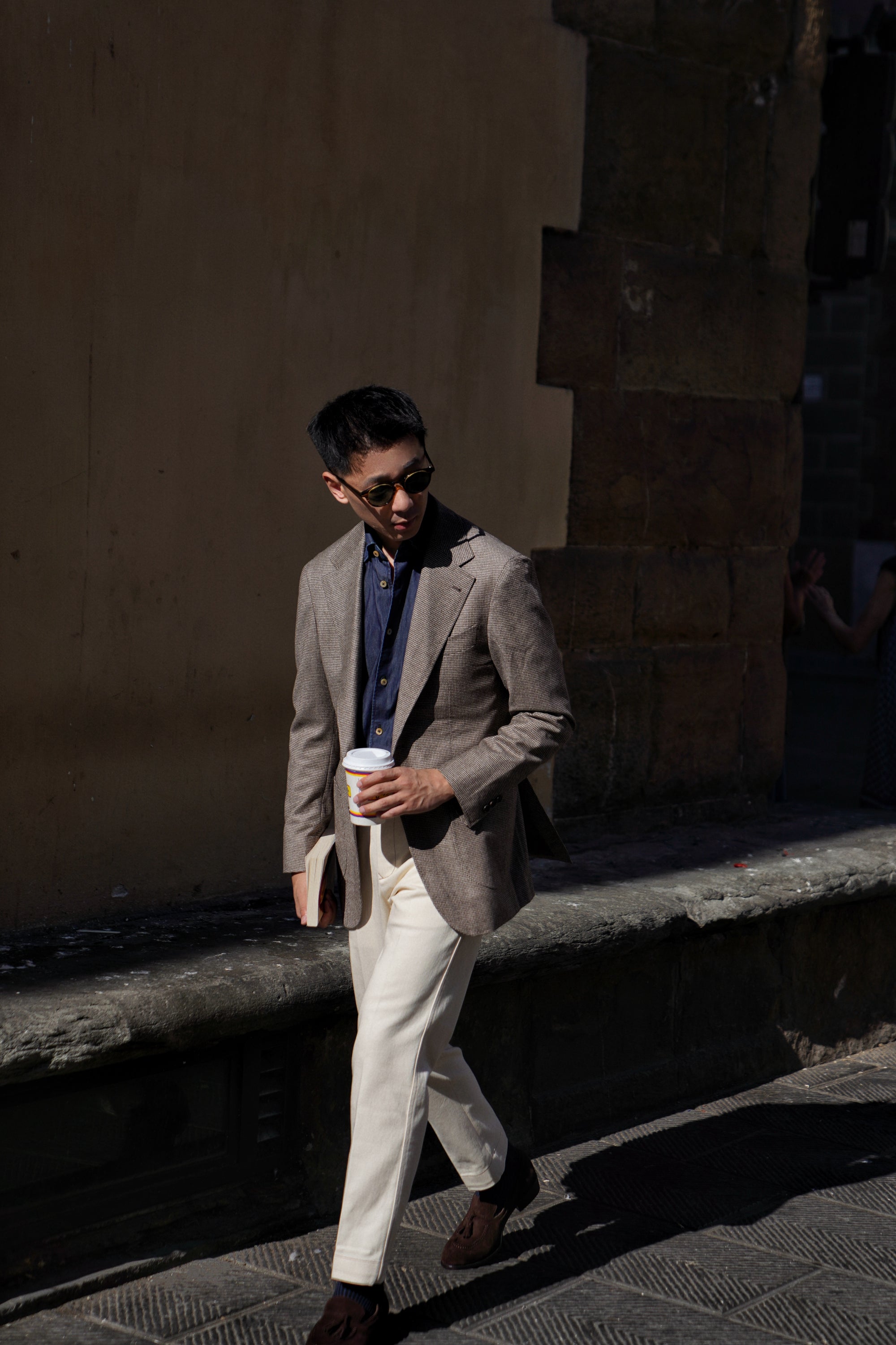 MTO Taupe Houndstooth Wool Cashmere Jacket