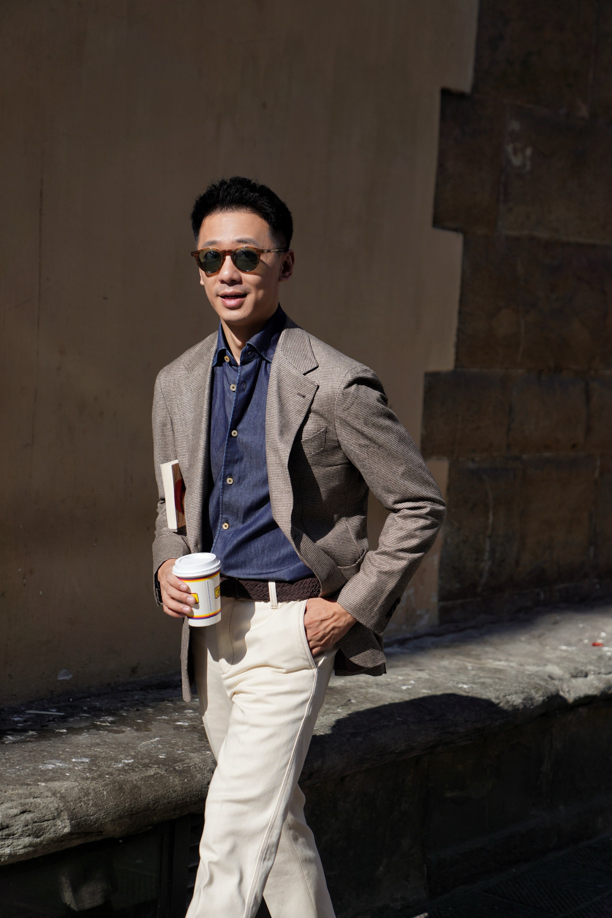 MTO Taupe Houndstooth Wool Cashmere Jacket