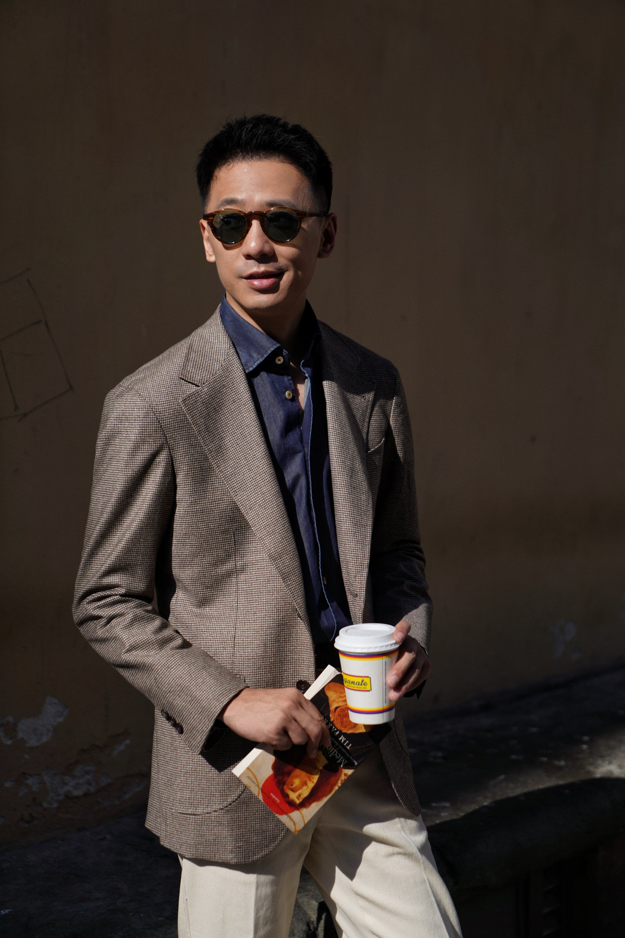 MTO Taupe Houndstooth Wool Cashmere Jacket