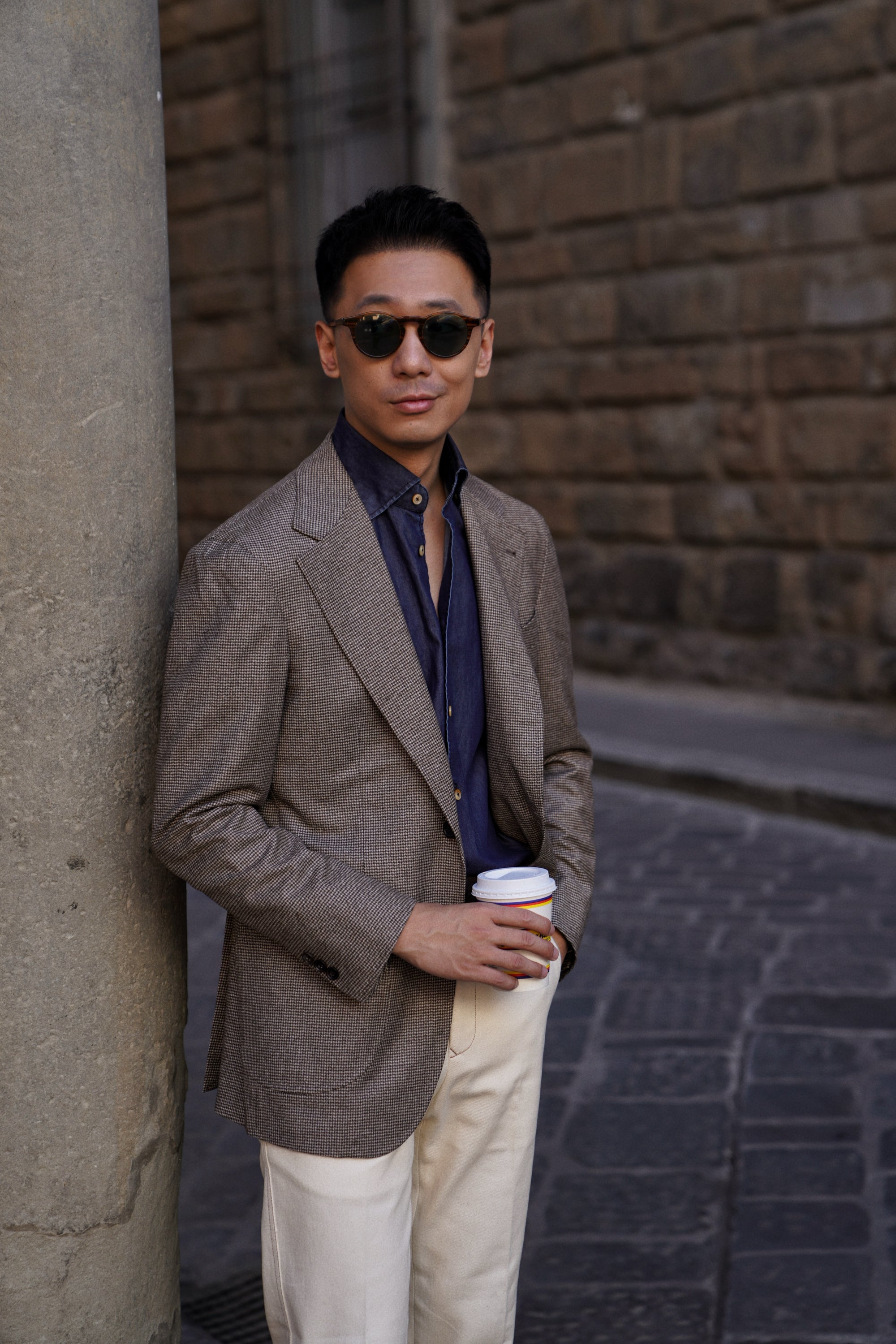 MTO Taupe Houndstooth Wool Cashmere Jacket