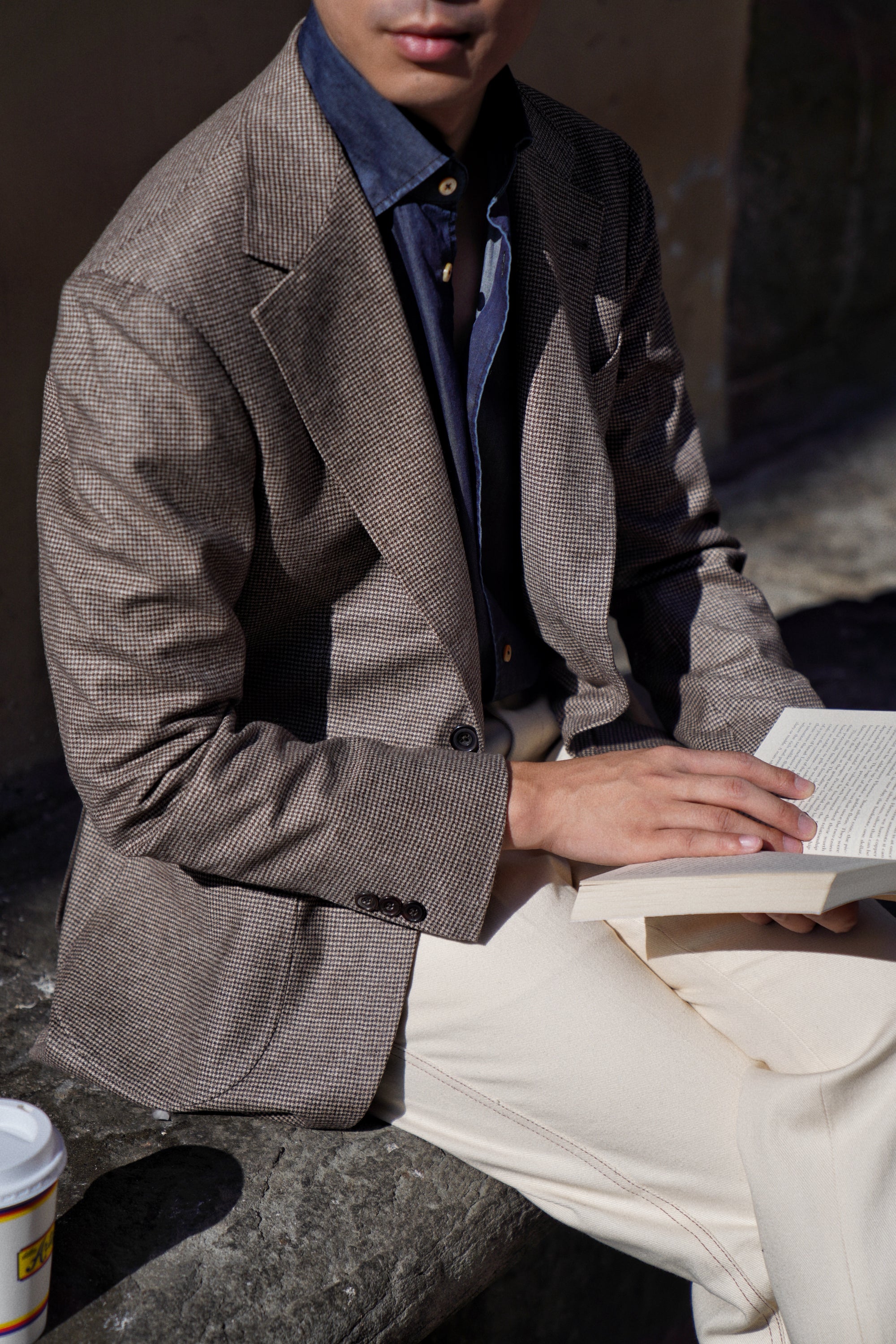 MTO Taupe Houndstooth Wool Cashmere Jacket