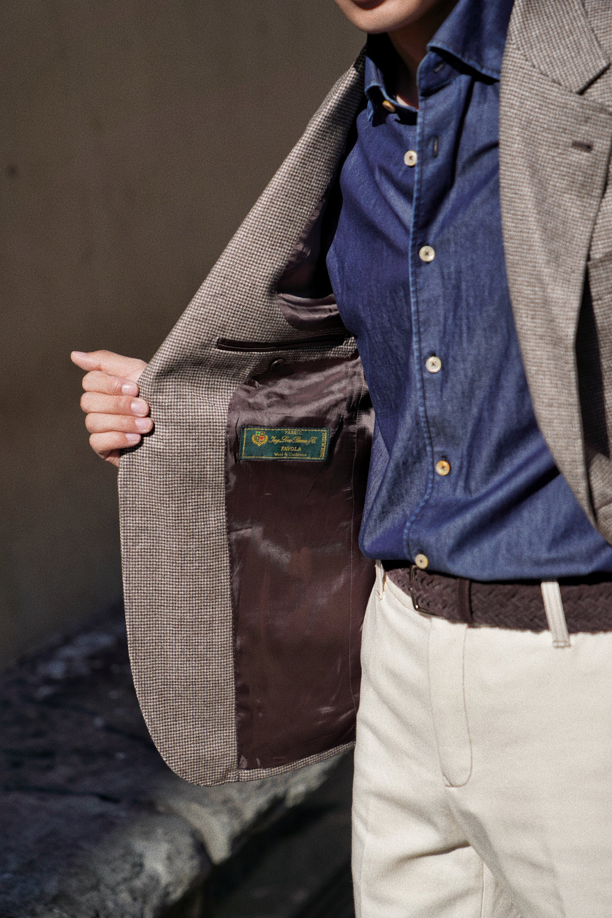 MTO Taupe Houndstooth Wool Cashmere Jacket