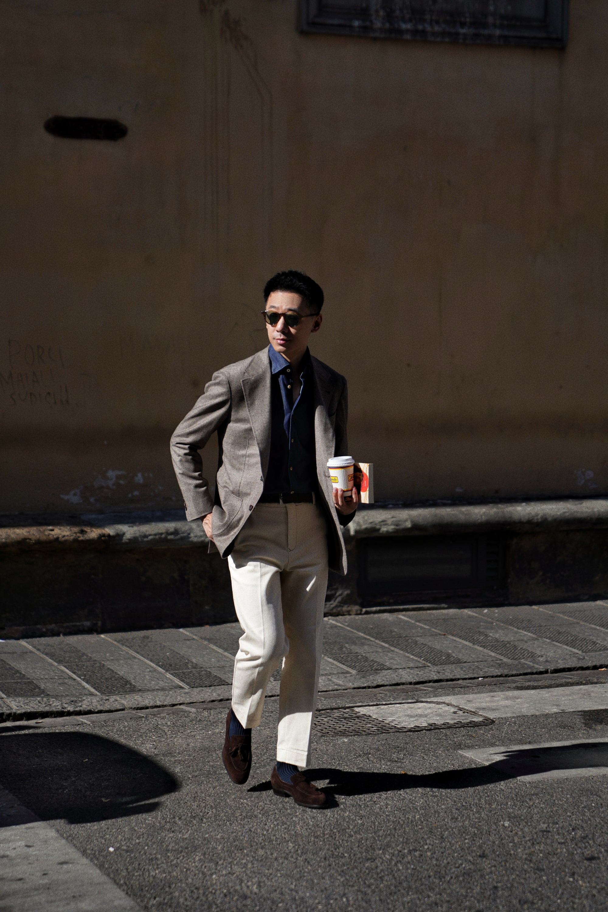 MTO Taupe Houndstooth Wool Cashmere Jacket